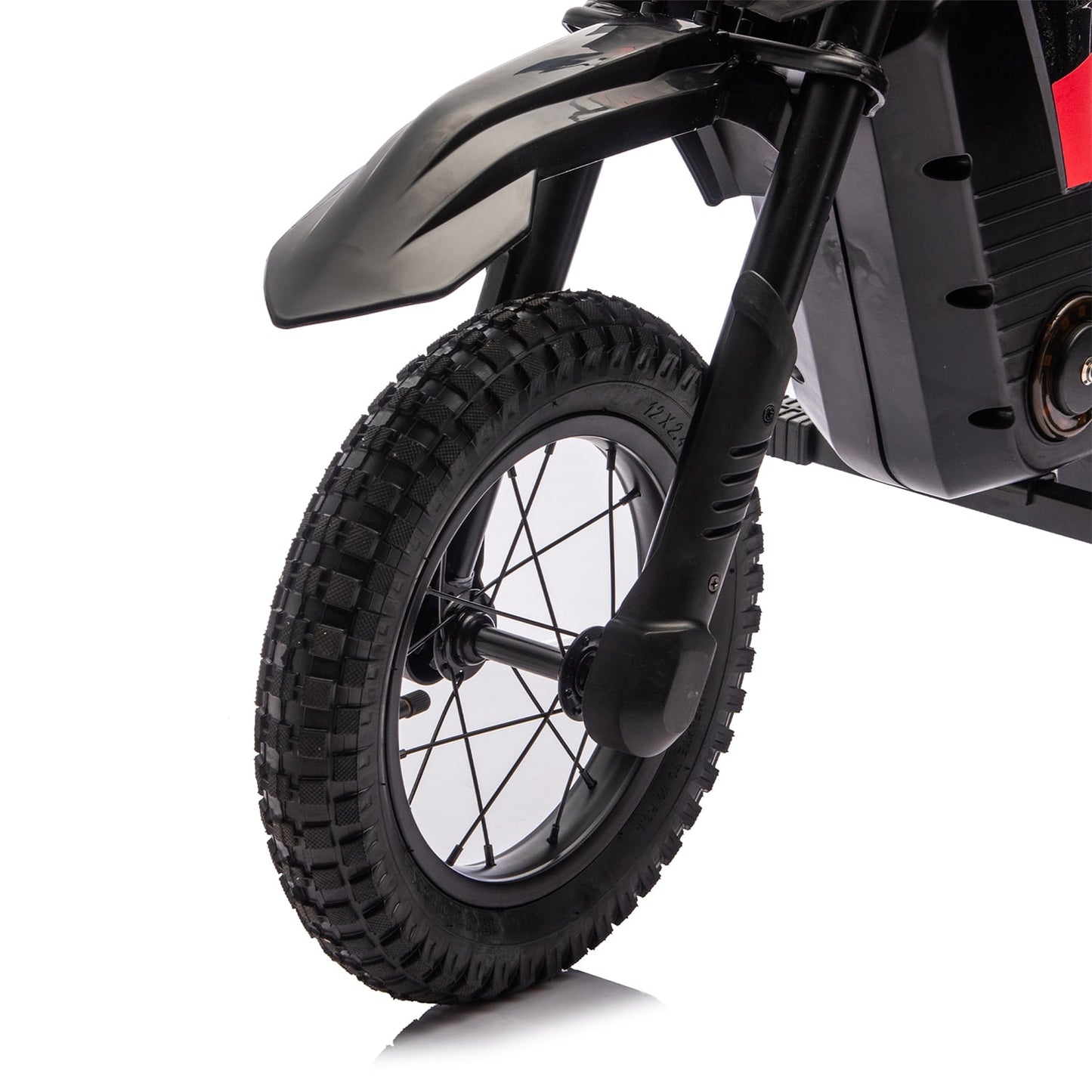 Track Seven 24V Electric Dirt Bike, 250W Ride on Motorcycle, 3 Speed Up-to 9.32 mph, Battery Display, Rear Suspension, Disc Brake, Bluetooth, LED Light, Electric Motocross Bike for Kids Age 8+, Black