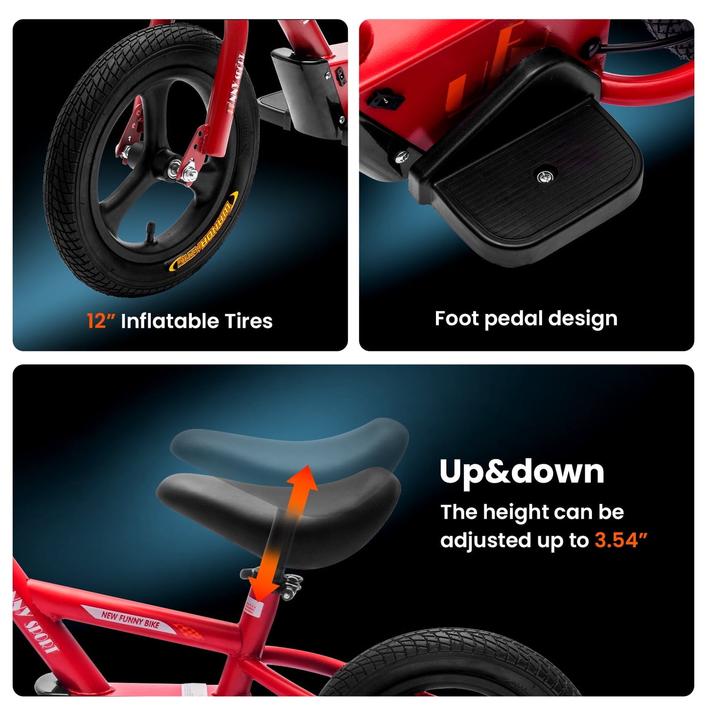 Track Seven 24V Electric Dirt Bike for Kids, 150W Electric Motorcycle Up to 10 MPH, Hand-Operated Brakes Electric Balance Bike for Ages 3+, Power Display, Height Adjustable, Key Start, Red