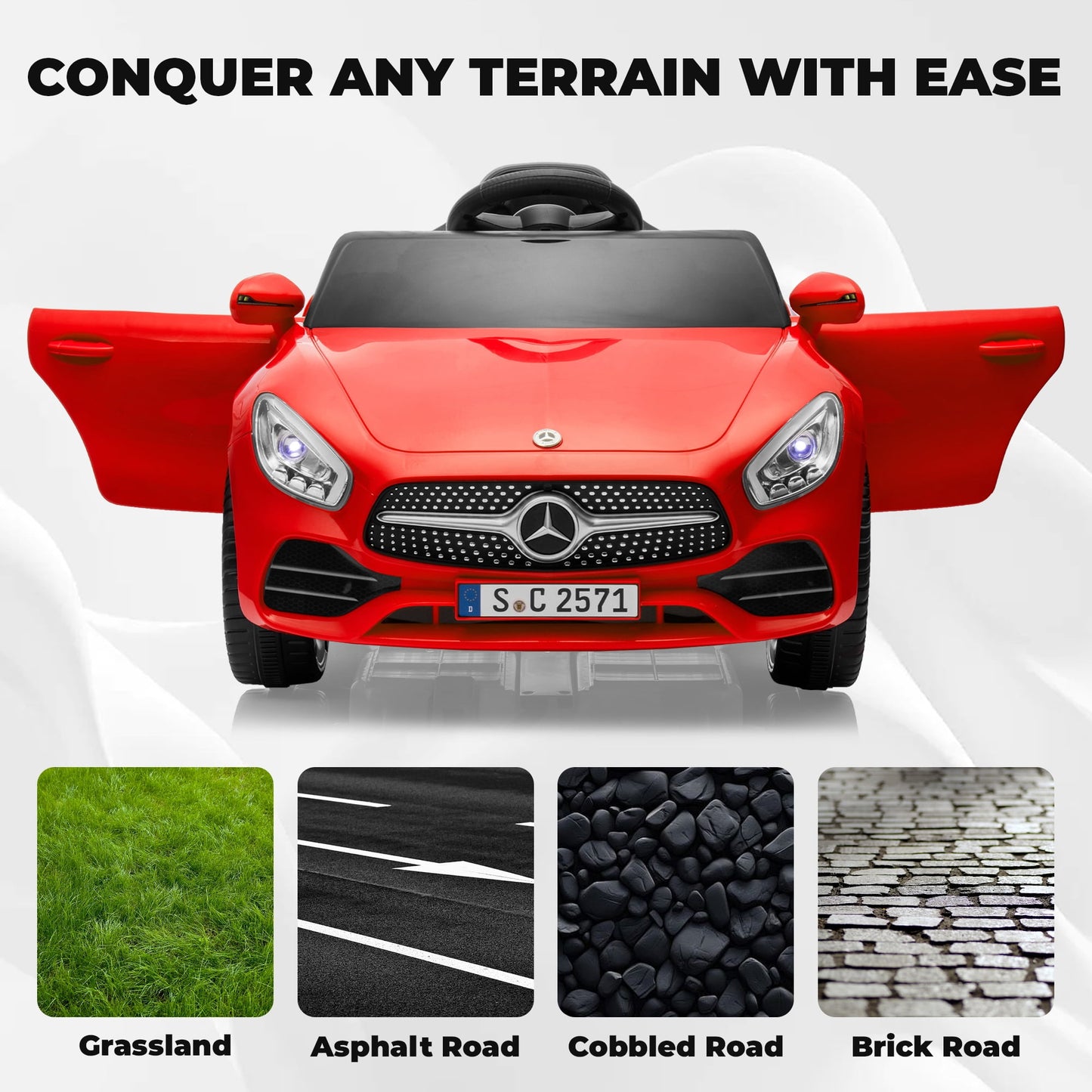 Track Seven 12V Licensed Mercedes-Benz CLS 350 Kids Ride On Toys, Electric Cars with Parent Control, Music, Bluetooth, LED Lights, Spring Suspension for Boys Girls Aged 2+, Red