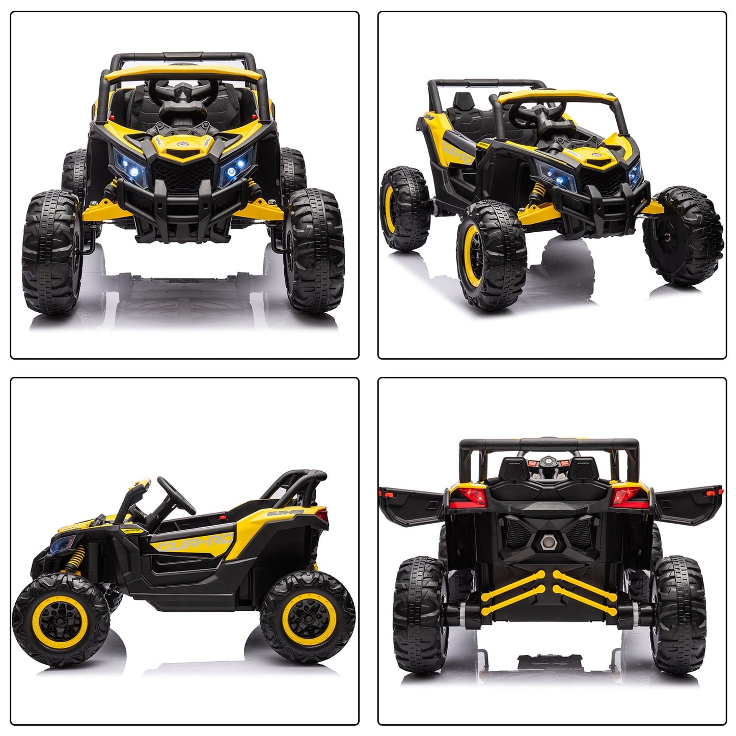 LISUEYNE 12V Kids Ride on UTV, Off-Road Truck, Electric Car for Boys Girls Age 3+, Kids Ride on Car with Remote Control, Music Player, Lights, Yellow