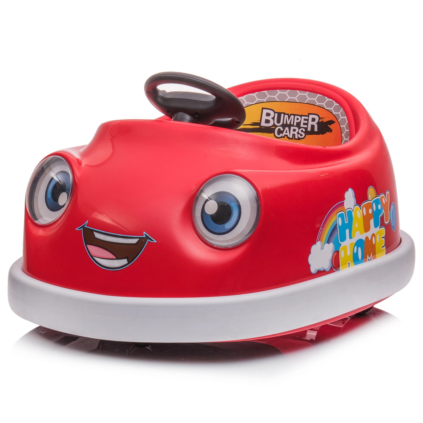 JIMUPARK 12V Bumper Car, Dual Battery Electric Kids Ride on Toys, w/Remote Control, 360 Degree Spin, Push Rod Rocker Horse Function, 4-Speeds Babies & Toddlers Bumping Car for Ages 1-6