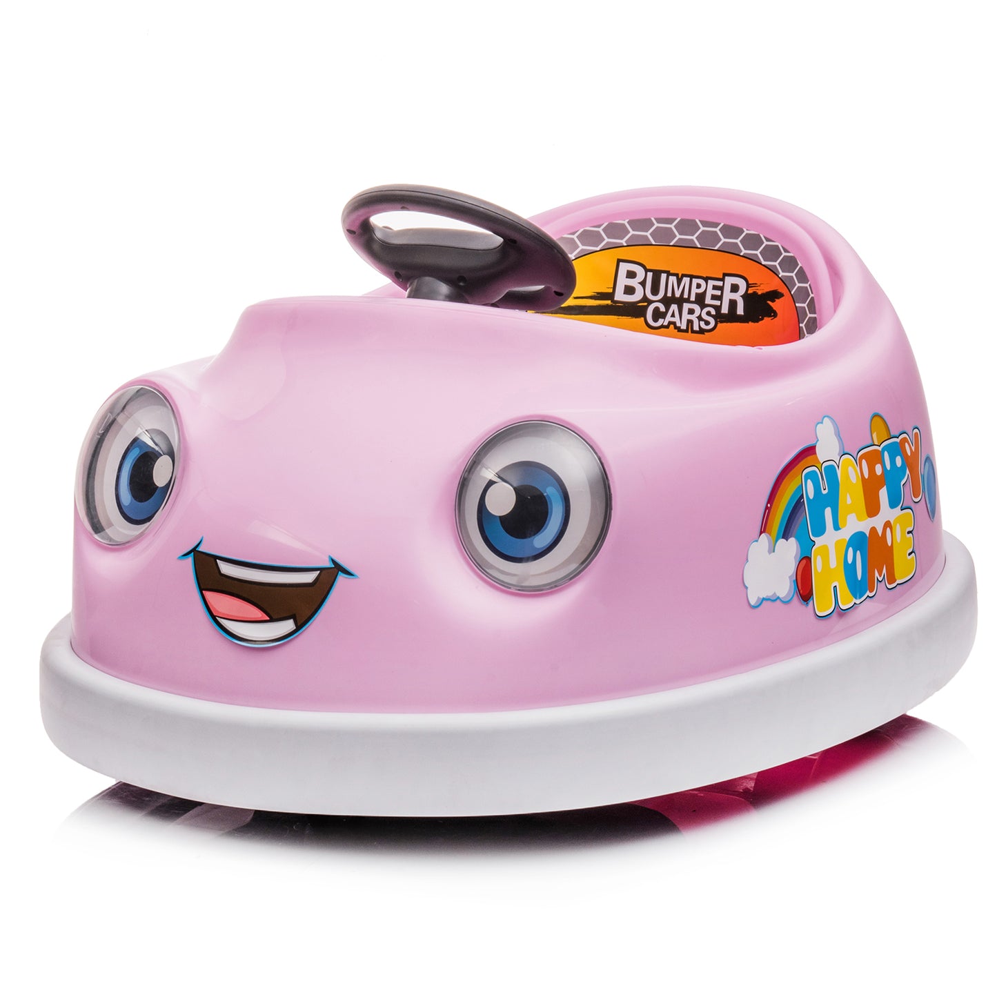JIMUPARK 12V Bumper Car, Dual Battery Electric Kids Ride on Toys, w/Remote Control, 360 Degree Spin, Push Rod Rocker Horse Function, 4-Speeds Babies & Toddlers Bumping Car for Ages 1-6