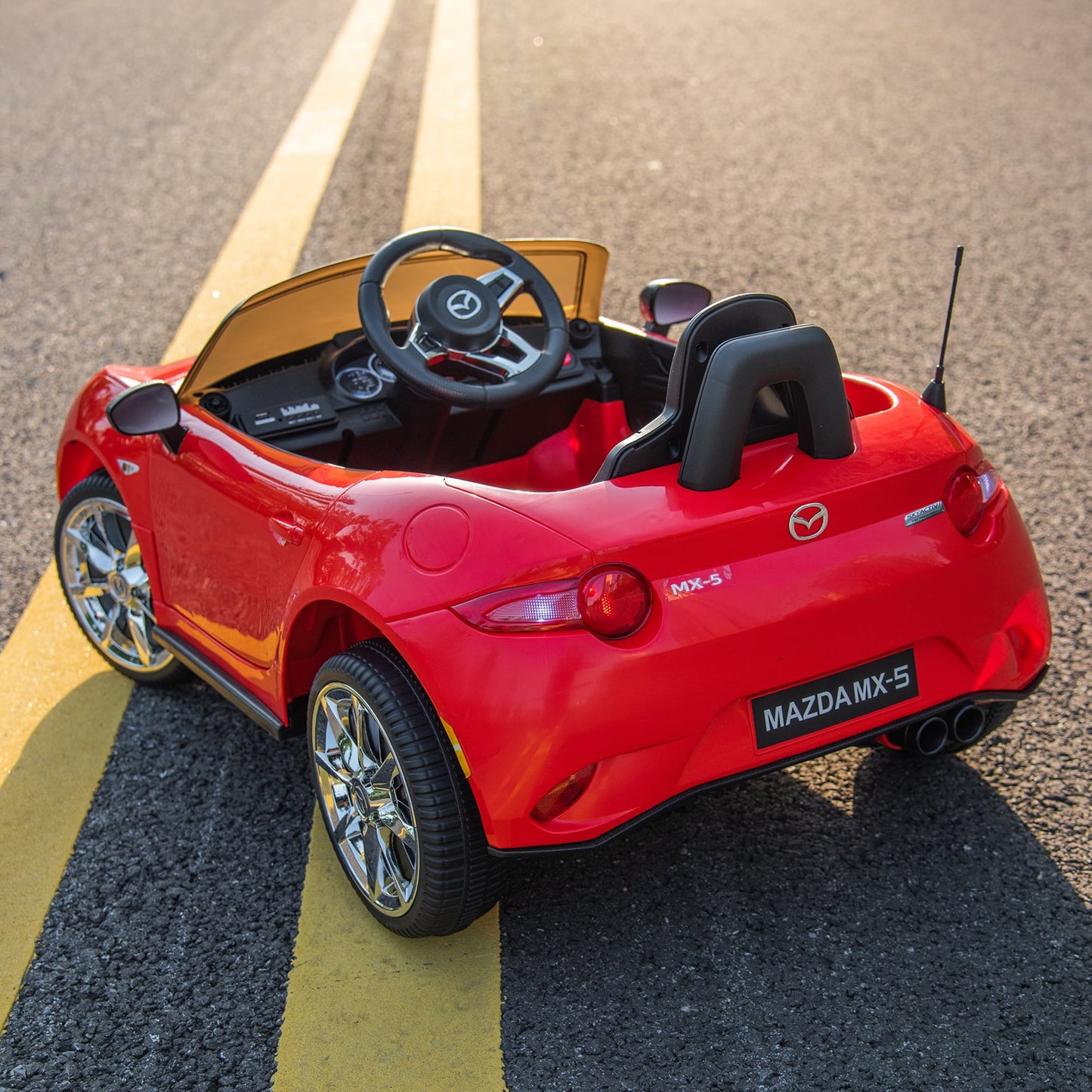 LISUEYNE 12V Kids Ride on Car w/Remote Control, Licensed MAZDA MX-5RF Electric Car for Boys Girls Age 3+, Rocking Car, Music, Red