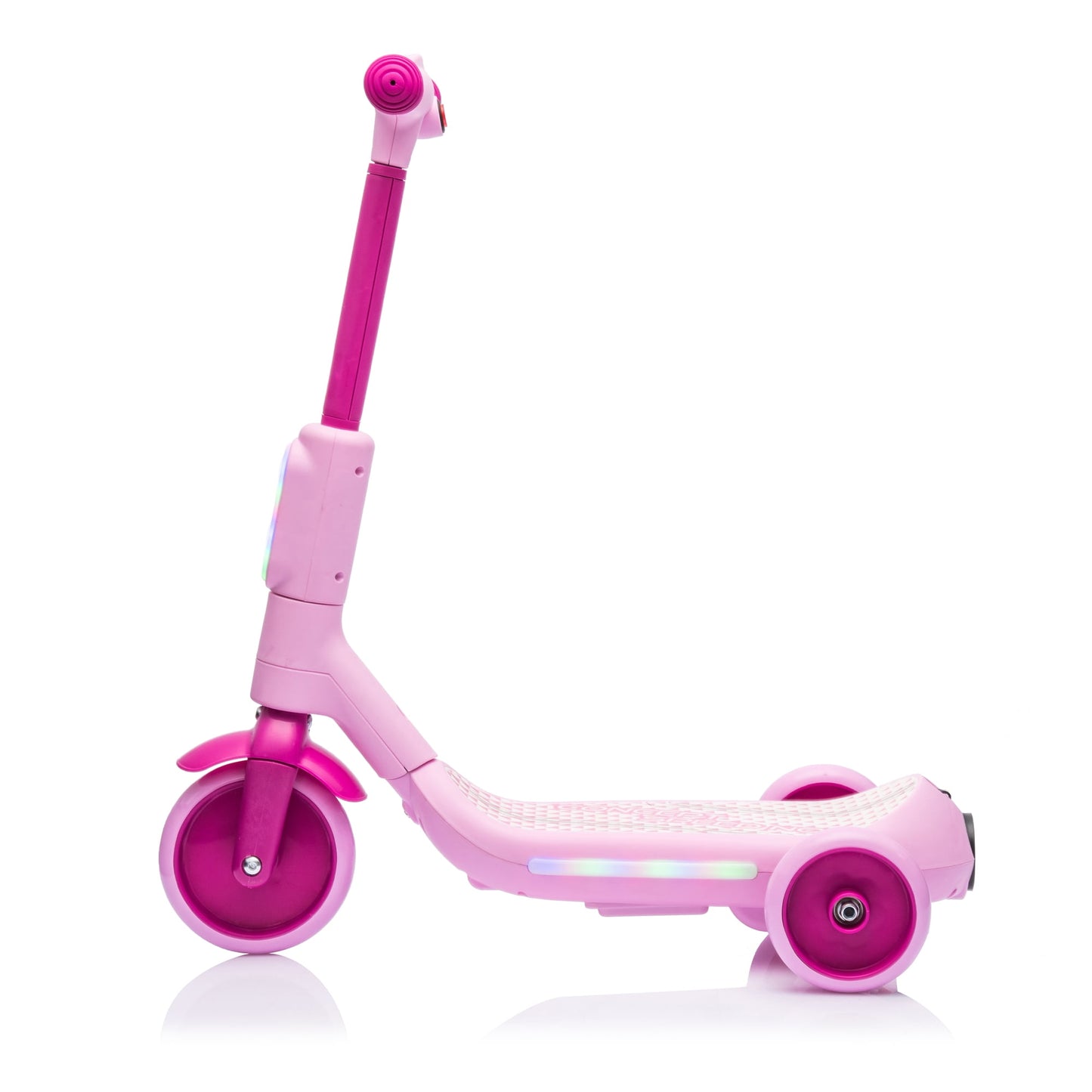 Track Seven Electric Scooter for Kids, 3 Wheels Kids Kick Scooter with Spray, LED Lights, PU Wheels, Wide Pedal, Music, Independent Light Switch, 6V Scooter for Boys Girls Toddlers Ages 3-6, Pink