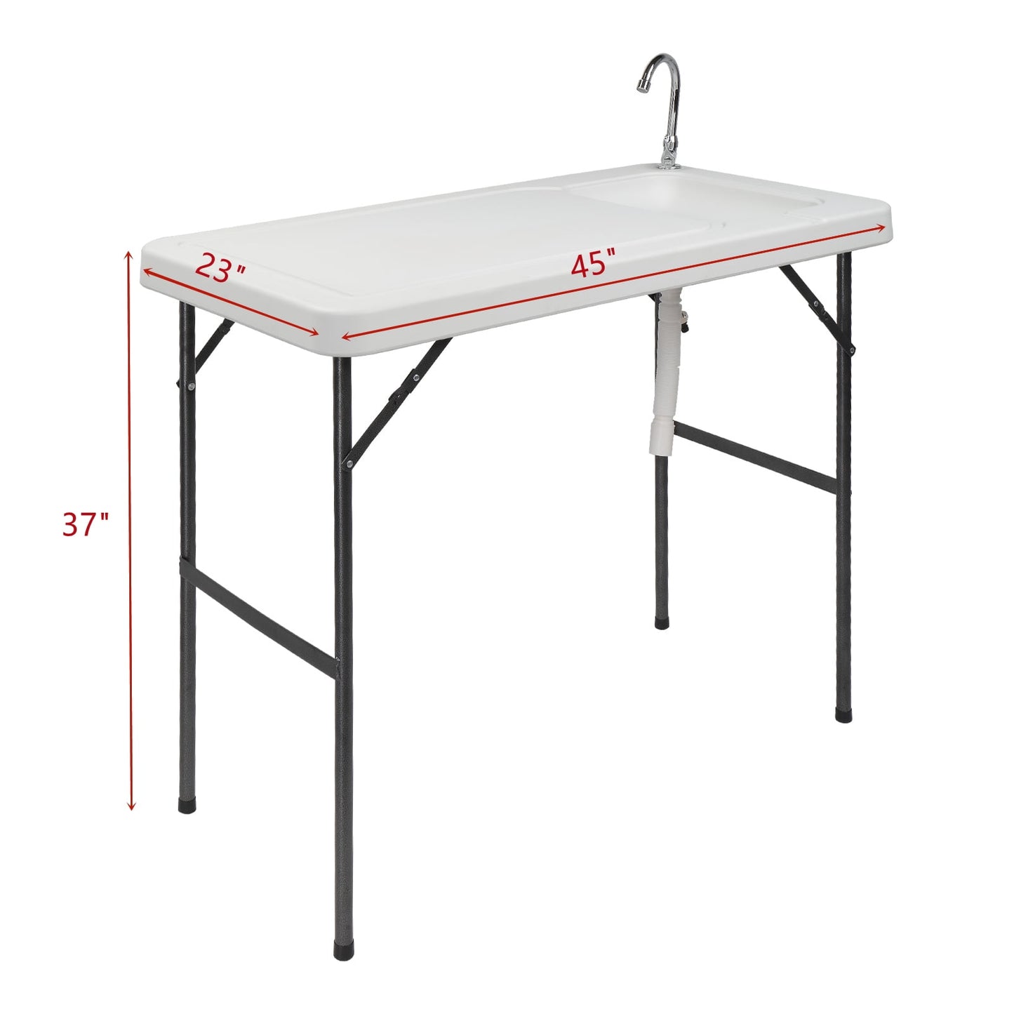 COOKCOK HDPE Rectangular With Barbed Wire Foldable Outdoor Table, 46"L x 24"W x 37"H, White