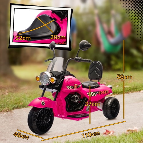 Track Seven Electric Motorcycle for Kids 2-6 Years with 3 Wheels, 70lbs Ride on Motorcycle with Headlights, Music, Forward & Reverse,6V Ride on Toy, Gift for Boys and Girls, Pink