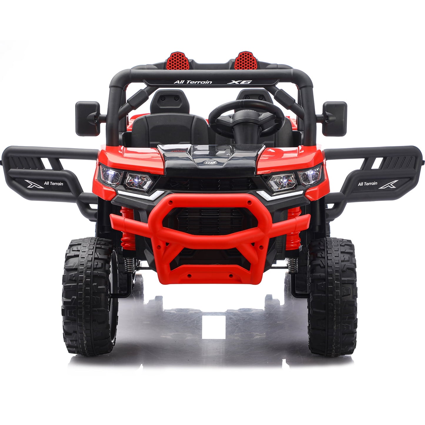 Track Seven 24V 2-Seater Ride on Dump Truck, 4WD 6-Wheel Kids Ride on Car w/Remote Control, Electric Dump Bed, Toy Shovel, Music, Max Speed 5 mph, 21" Large Seat, Ride on Toy for Kids Age 3+, Red