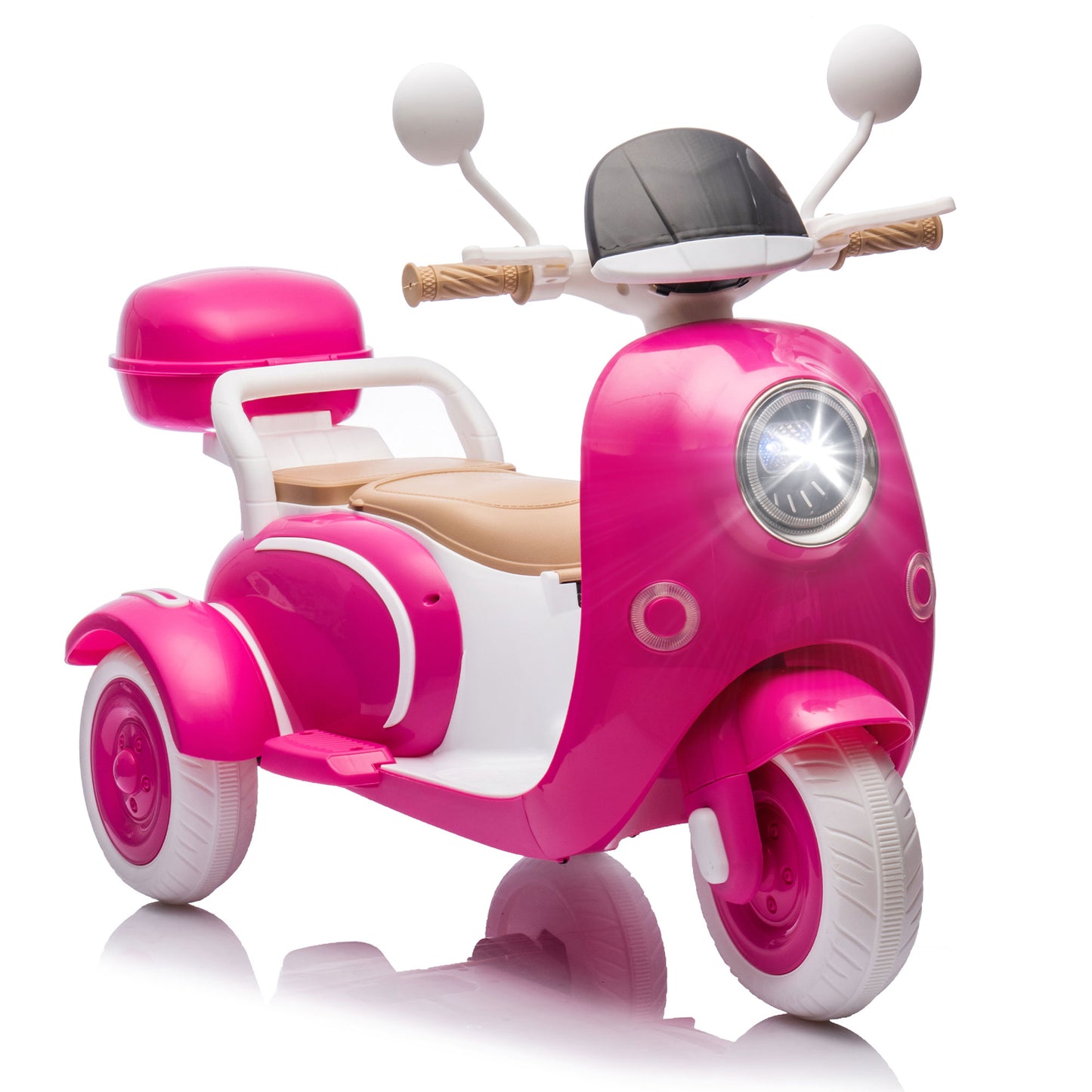 Track Seven 12V Kids Ride on Motorcycle, 3 Wheels Powered Motorbike for Kids Ride with Mp3, Bluetooth, Headlight, Storage Box for Kids Aged 3+, Yellow
