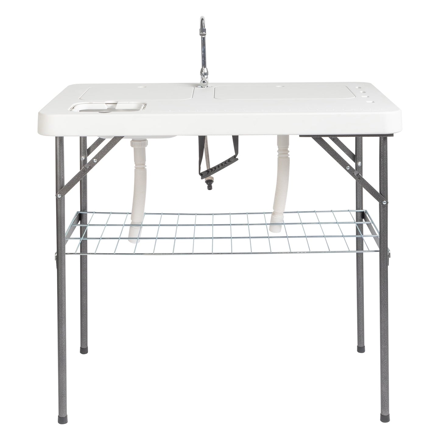 COOKCOK HDPE Rectangular With Barbed Wire Foldable Outdoor Table,39.76"L x 25.78"W x 36.2"H, White