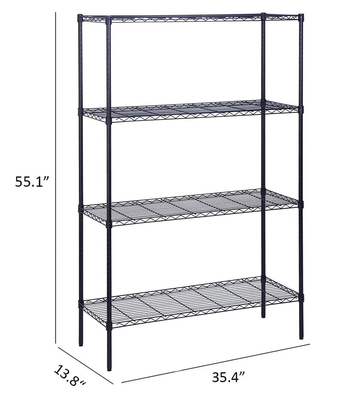 COOKCOK 4-Tier Wire Shelving Unit, 35.4"x 13.8"x 55.1" Metal Shelf, NSF Certified, Adjustable Heavy Duty Carbon Steel Shelf for Home Kitchen Bathroom Garage, 440lbs Capacity, Black