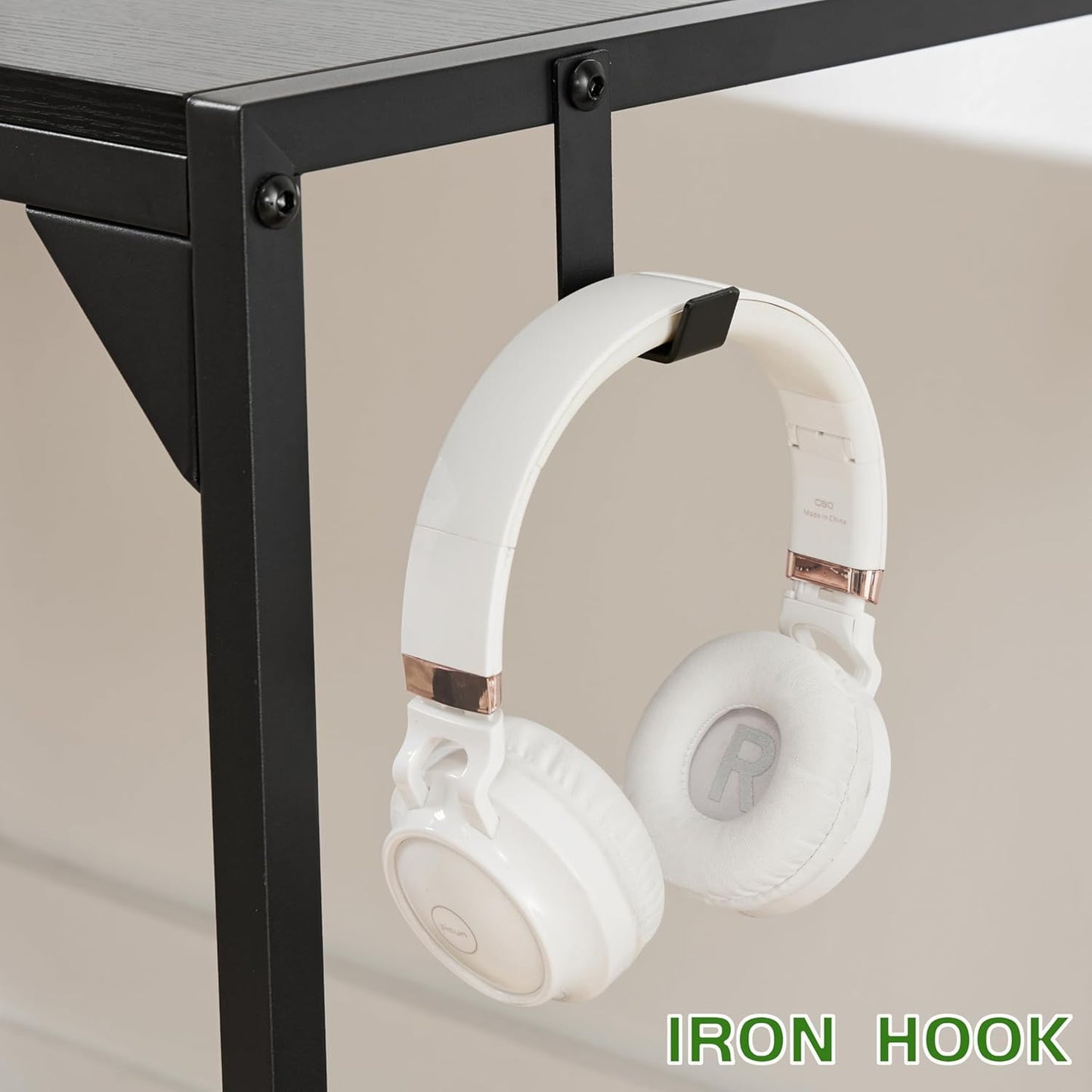 COOKCOK Computer Desk with Fabric Drawers Office Small Desk 36" Wide Desk with Headphone Hooks & Storage Bag for Student Kids Reading Table for Small Spaces, Brown