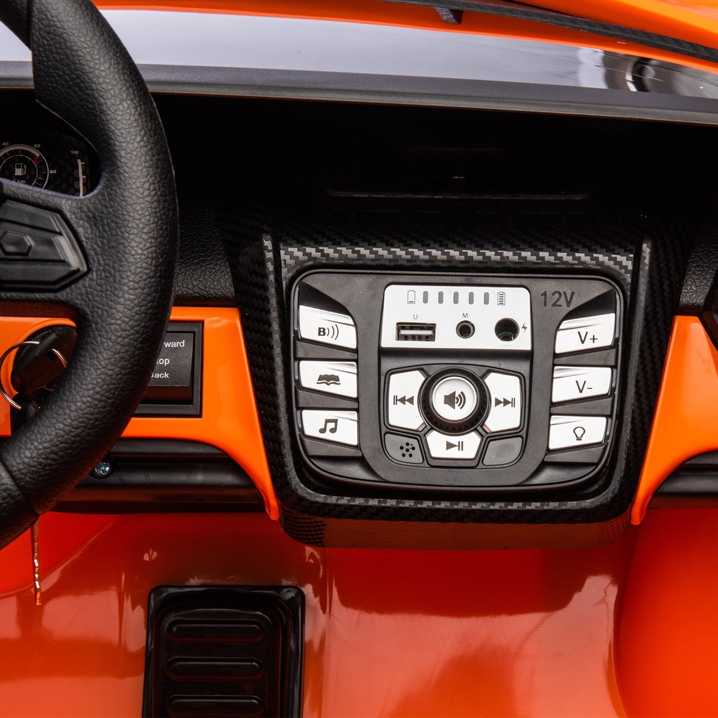 Track Seven 24V 2-Seater Ride on Car, Licensed Lamborghini Revuelto Electric Car with Remote Control, Music, LED Lights, Key Start, Spring Suspension, Max Speed 4.3mph, 24V Ride on Toy Car