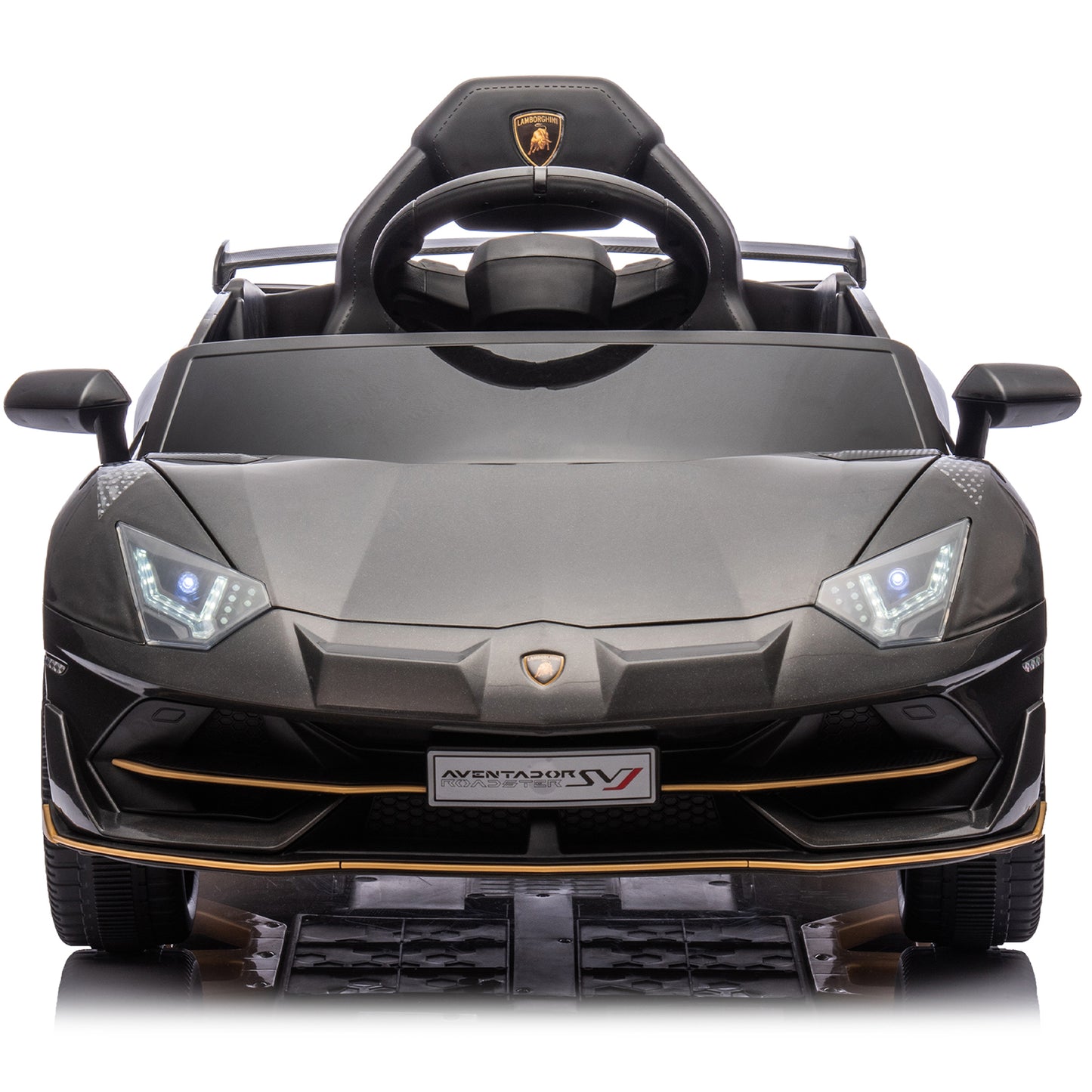 Track 7 12V Licensed Lamborghini Aventador Xago Ride on Car with Remote Control, Hydraulic Door, Bluetooth MP3/USB, LED Lights, Early Education, Electric Sports Car for Boys Girls Age 2+, Black