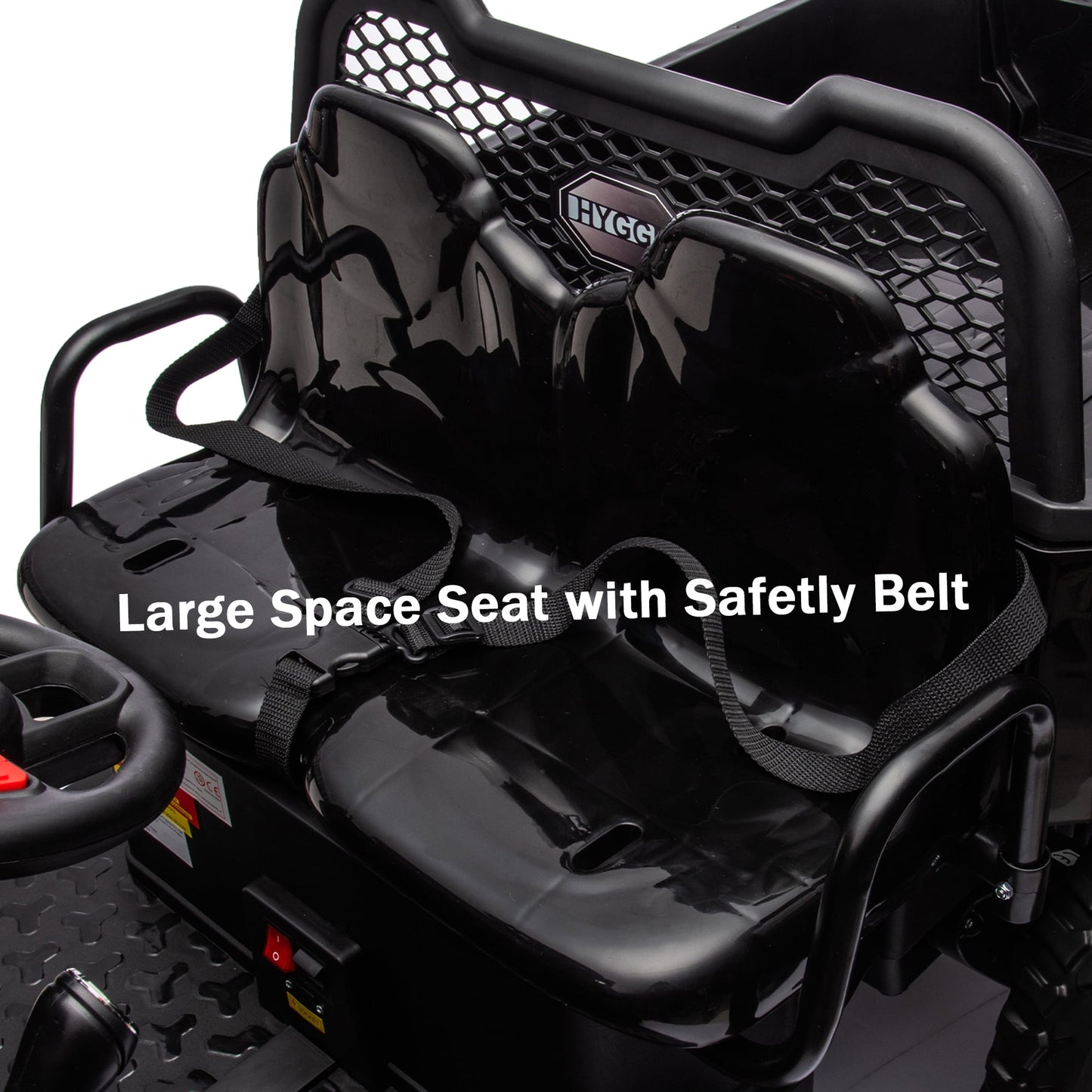 Track Seven 24V Ride on Car, 2-Seater Ride On Dump Truck, 6 Wheels Electric Car with Remote Control, Music, Shift Lever, off-Road Ride on UTV, Black