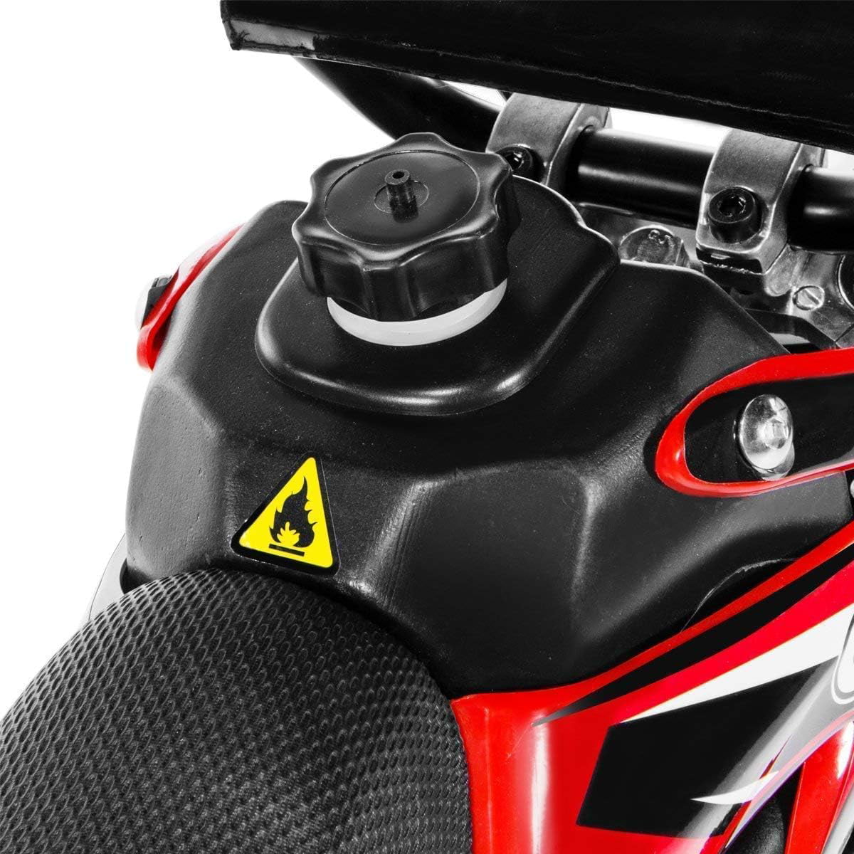 Track Seven 49CC 2-Stroke Kids Dirt Bike, Off Road Gas Motorcycle, Up to 20Mph, Gas Dirt Bike w/Rear Suspension, Pull Start, Front & Rear Disc Brake, Red