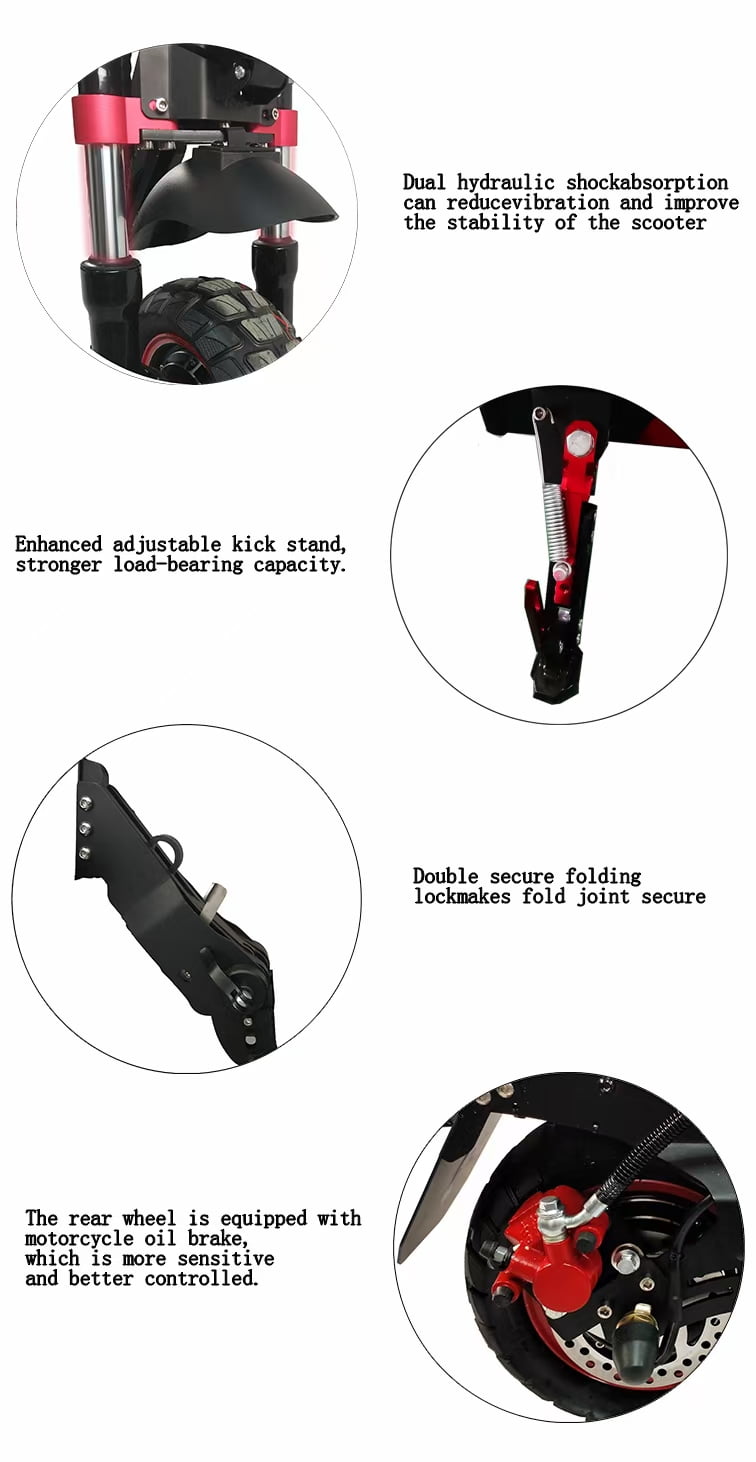 LISUEYNE Electric Scooter for Adult, 2400W Motor, Max Speed 40MPH, 52V 23.4AH Battery, 10.8" Off-Road Vacuum Tire, Dual Braking System, Key Start, Folding Commuter Scooter