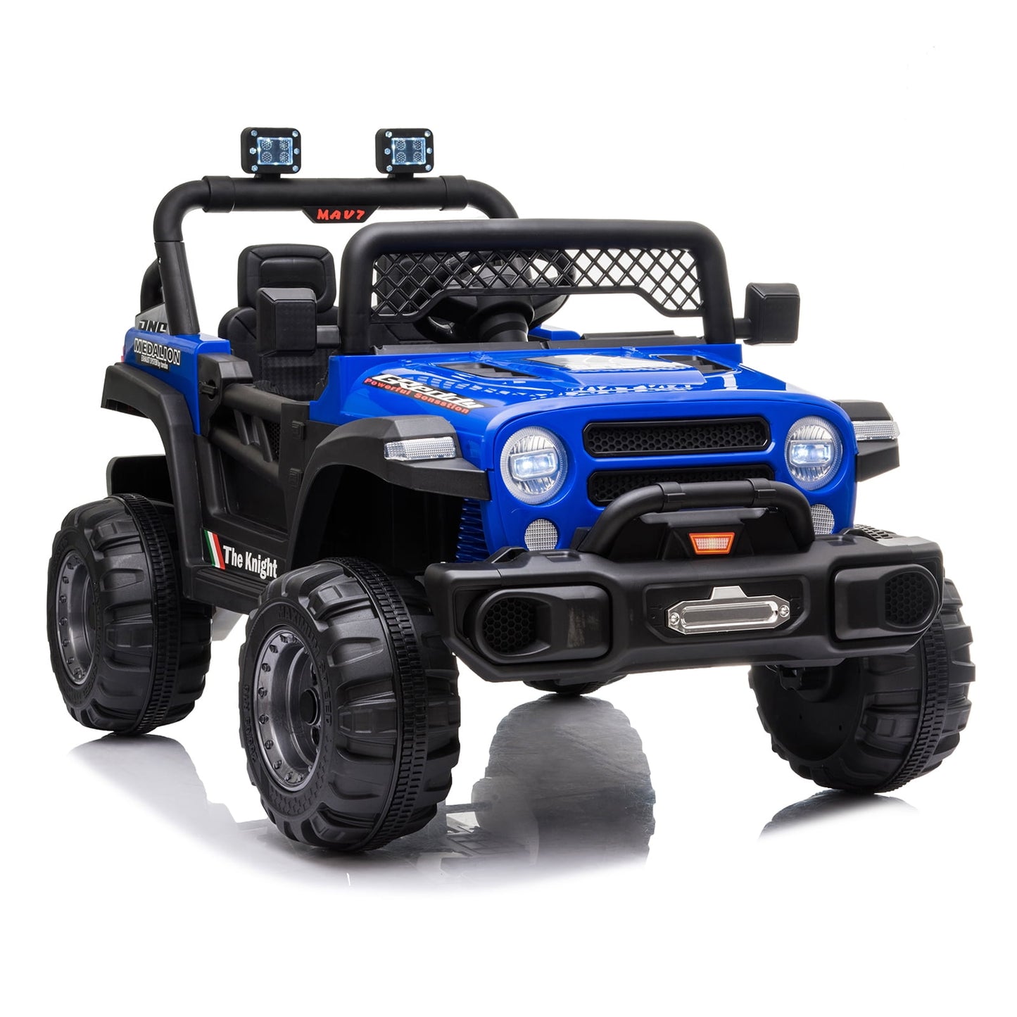 Track 7 12V 2-Seats 2WD off-road vehicle for kid 3+, 2 speed adjustable, with Parent Remote Control, Music, Blue