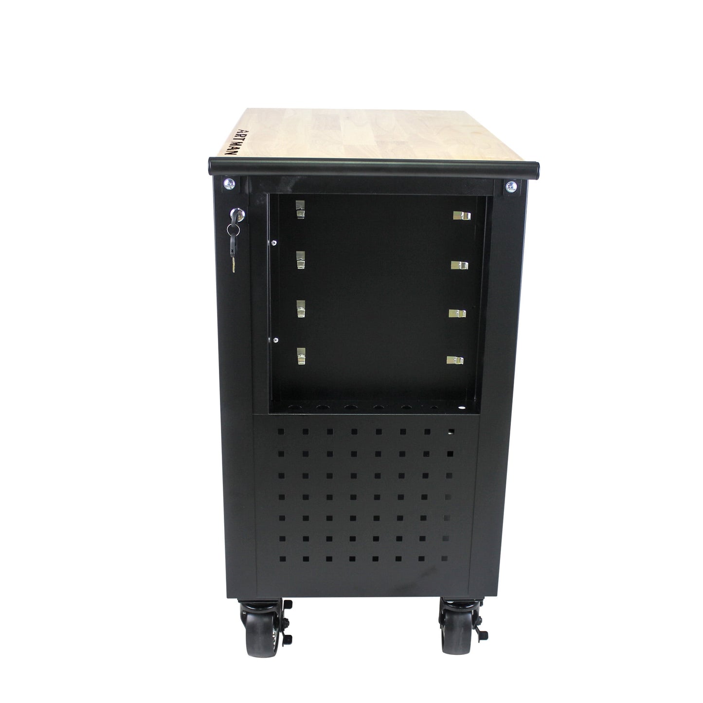 COOKCOK 4 Drawers Multifunctional Tool Cart With Wheels And Wooden Top, 30.30"L x 17.90"W x 35.40"H, Black