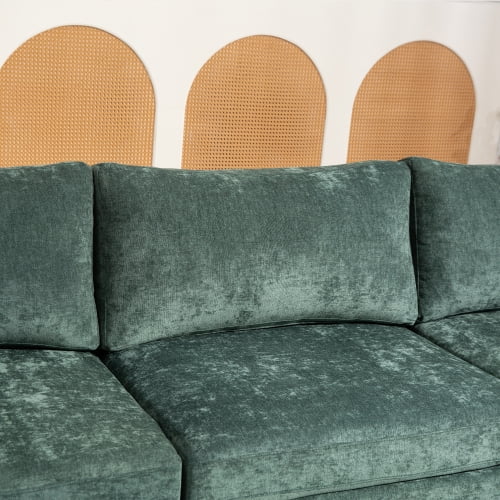 COOKCOK 111.4 Inch 3-Seater Modular Sectional Sofa, Modern Deep Seat Couch, Comfy Chenille Fabric Pet Friendly Couch, Furniture Sofas Living Room, Green