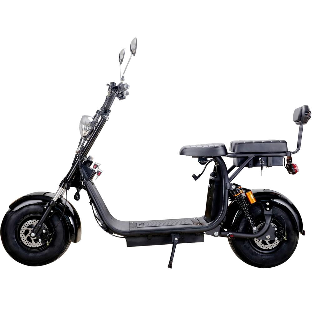 LISUEYNE 2000W Electric Scooter, 60V 36AH off-Road Electric Scooter for Adults, Max Speed 25Mph, Adults Citycoco Scooters with 2 Seats, Key Start, Front&Rear Brake, LED Headlights