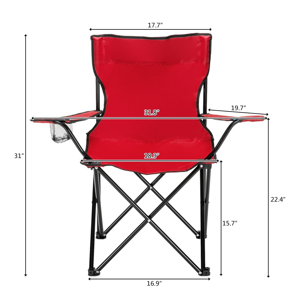 COOKCOK Small Camp Chair, Iron Pipe 600D Oxford Cloth, 18.5"D x 16.5"H x 19.7"W, 230lbs, Red