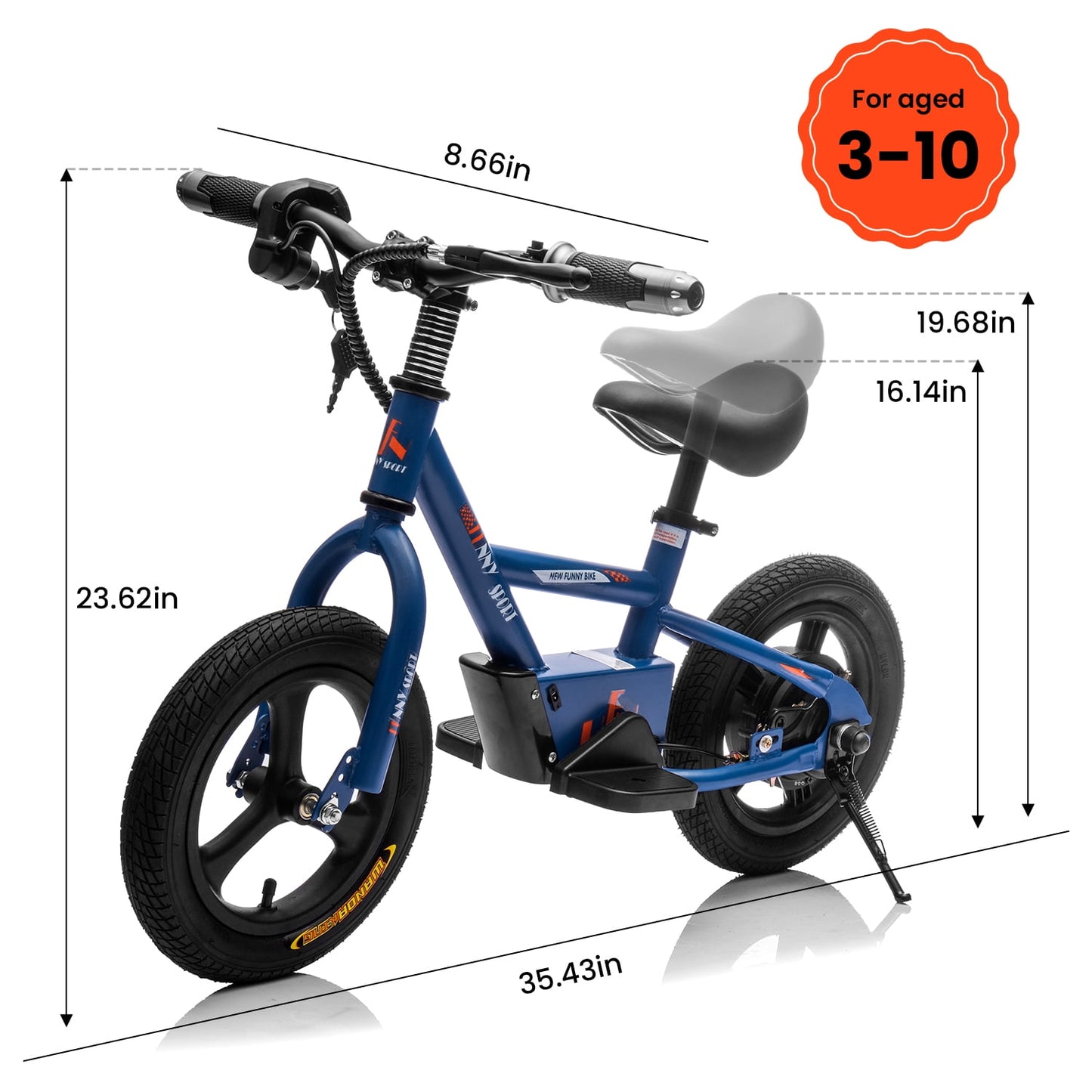 Track Seven 24V Electric Dirt Bike, Kids Electric Motorcycle, Max Speed 10 mph, Height Adjustable, Power Display, Hand-Operated Brakes, Electric Bike for Boys Girls Age 3+, 24V Ride on Car, Blue