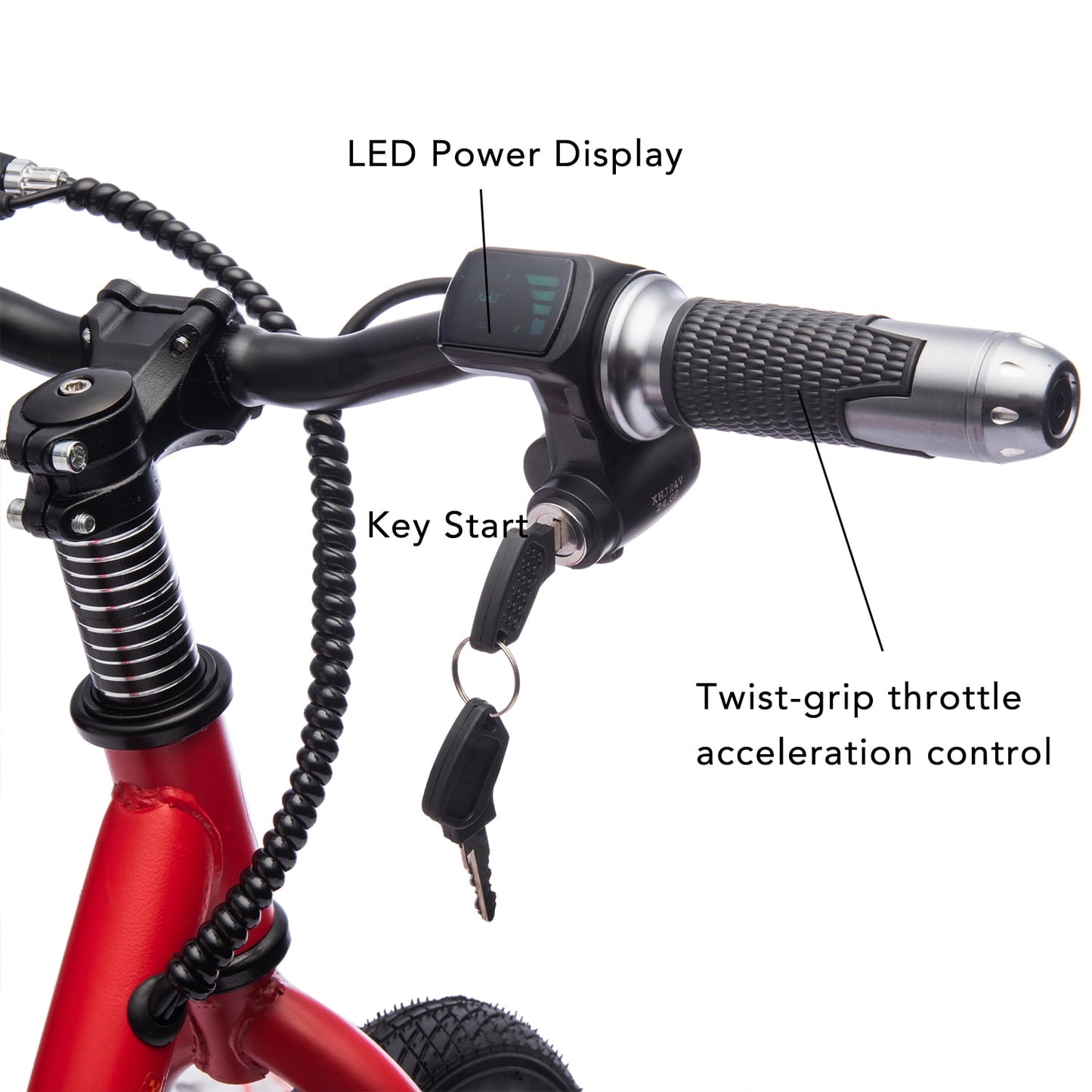 Track Seven 24V Electric Dirt Bike, Kids Electric Motorcycle, Max Speed 10 mph, Height Adjustable, Power Display, Hand-Operated Brakes, Electric Balance Bike for Boys Girls Age 3+, 24V Ride on Car, Red