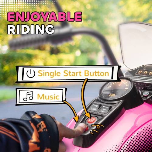 Track Seven Electric Motorcycle for Kids 2-6 Years with 3 Wheels, 70lbs Ride on Motorcycle with Headlights, Music, Forward & Reverse,6V Ride on Toy, Gift for Boys and Girls, Pink
