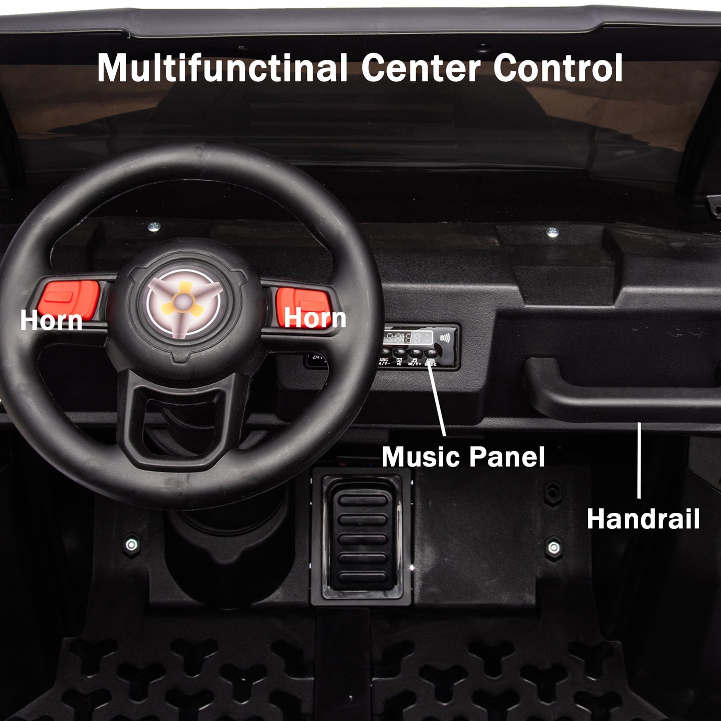 Track Seven 24V Ride on Car, 2-Seater Ride On Dump Truck, 6 Wheels Electric Car with Remote Control, Music, Shift Lever, off-Road Ride on UTV, Black