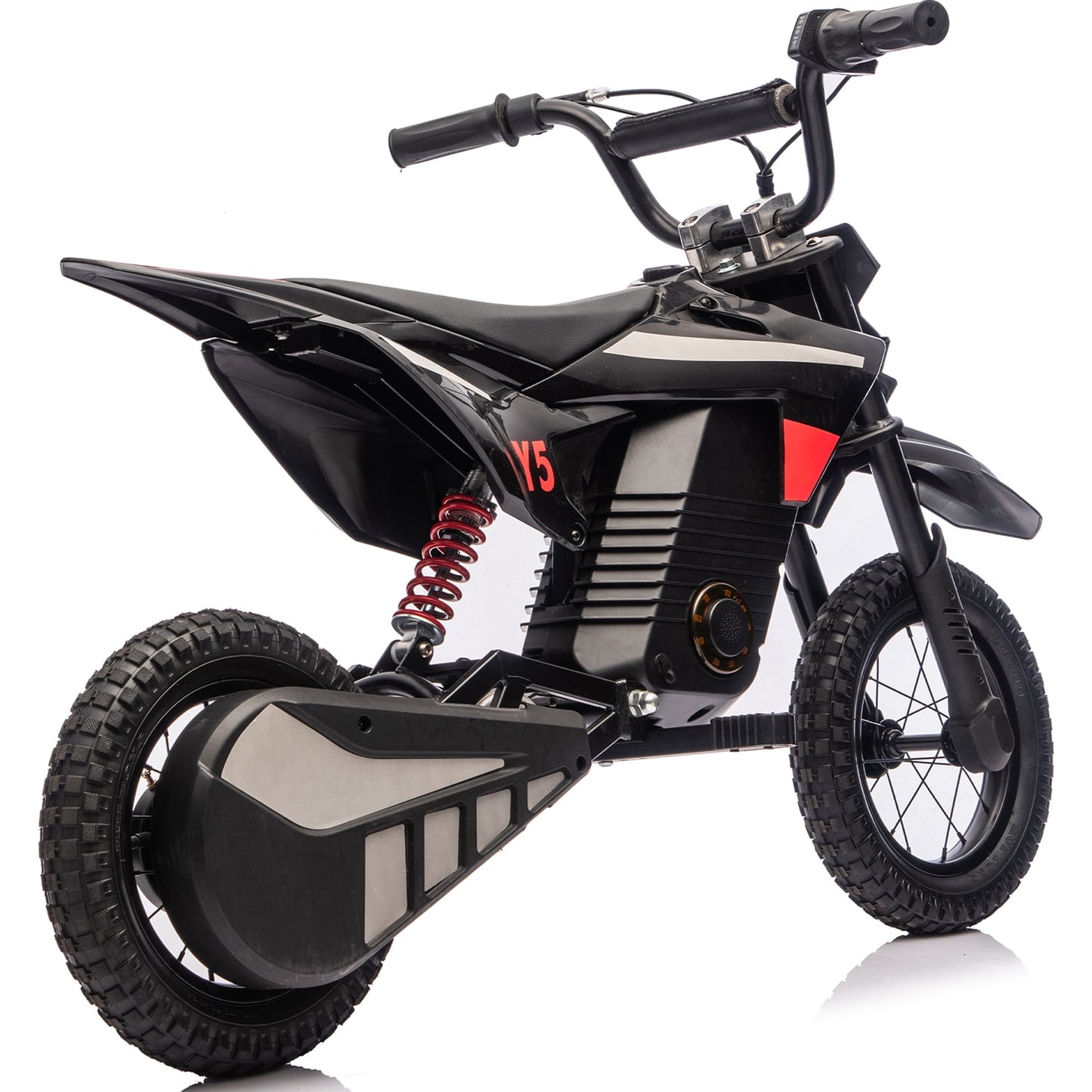 Track Seven 24V Electric Dirt Bike, 250W Ride on Motorcycle, 3 Speed Up-to 9.32 mph, Battery Display, Rear Suspension, Disc Brake, Bluetooth, LED Light, Electric Motocross Bike for Kids Age 8+, Black