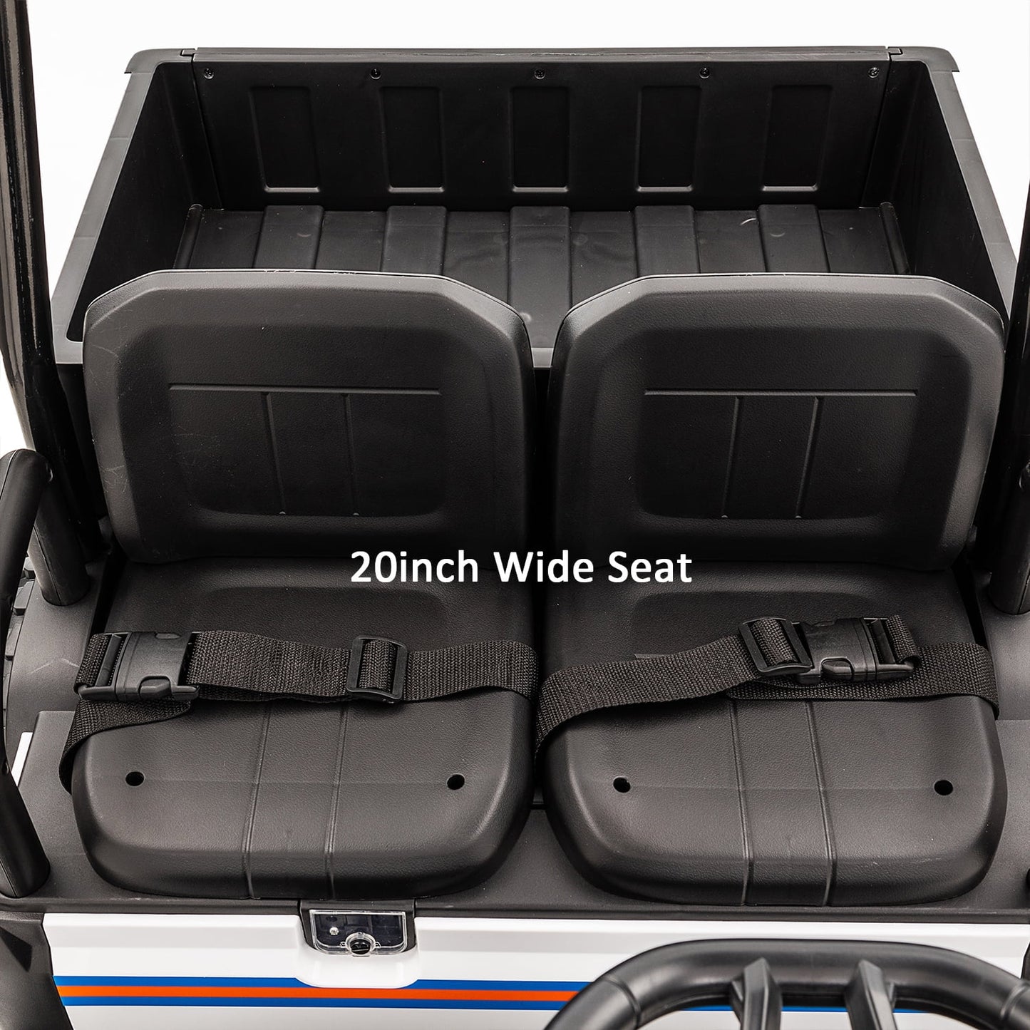 Track Seven 2-Seater 24V Ride on Car, Electric off-Road Truck with Remote Control, Removable Sunshade, Bluetooth, Rear Storage, 20" Wide Seat, Ride on Toy Car for Boys Girls Aged 3+, Blue