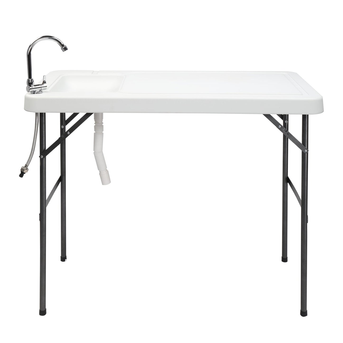 COOKCOK HDPE Rectangular With Barbed Wire Foldable Outdoor Table, 46"L x 24"W x 37"H, White
