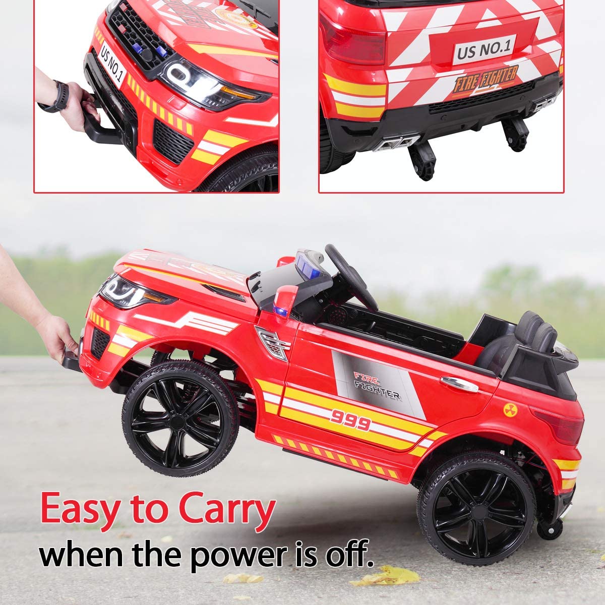 LISUEYNE Kids Ride on Police Car, 12V Electric Car for Boys Girls Age 3+, Flashing Siren, Microphone, Remote Control, Red