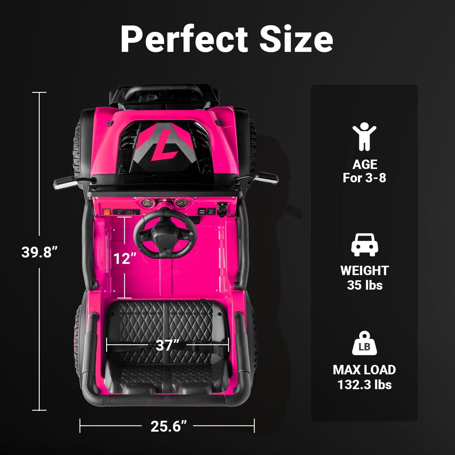 Track Seven 24V Ride on Truck, Electric Car for Boys Girls, Ride on Car with Remote Control, Music, Bluetooth, Lights, Spring Suspension, Max Speed 5 mph, Pink