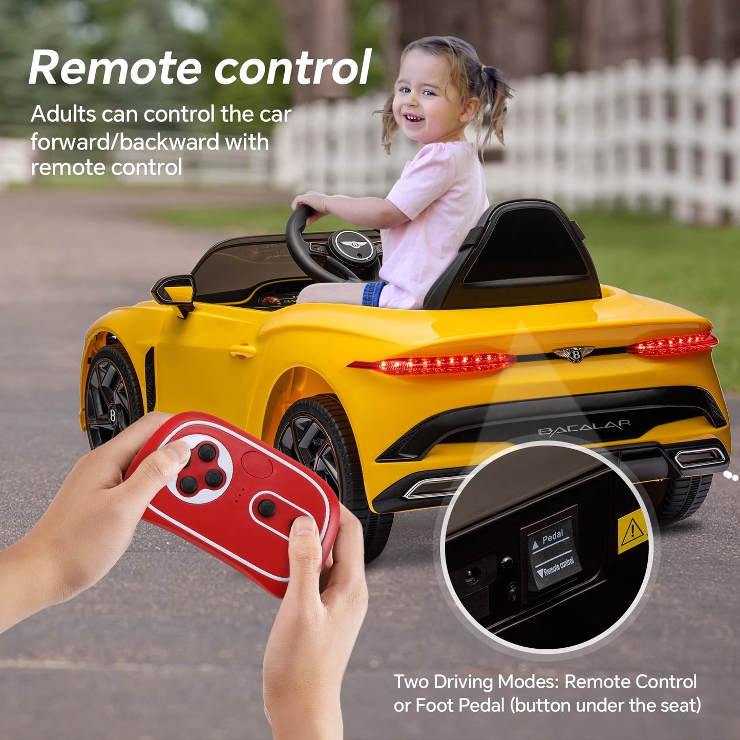 LISUEYNE Kids Ride on Car, 12V Licensed Bentley Mulsanne Electric Car for Kids Age 3+, Remote, Music, Yellow
