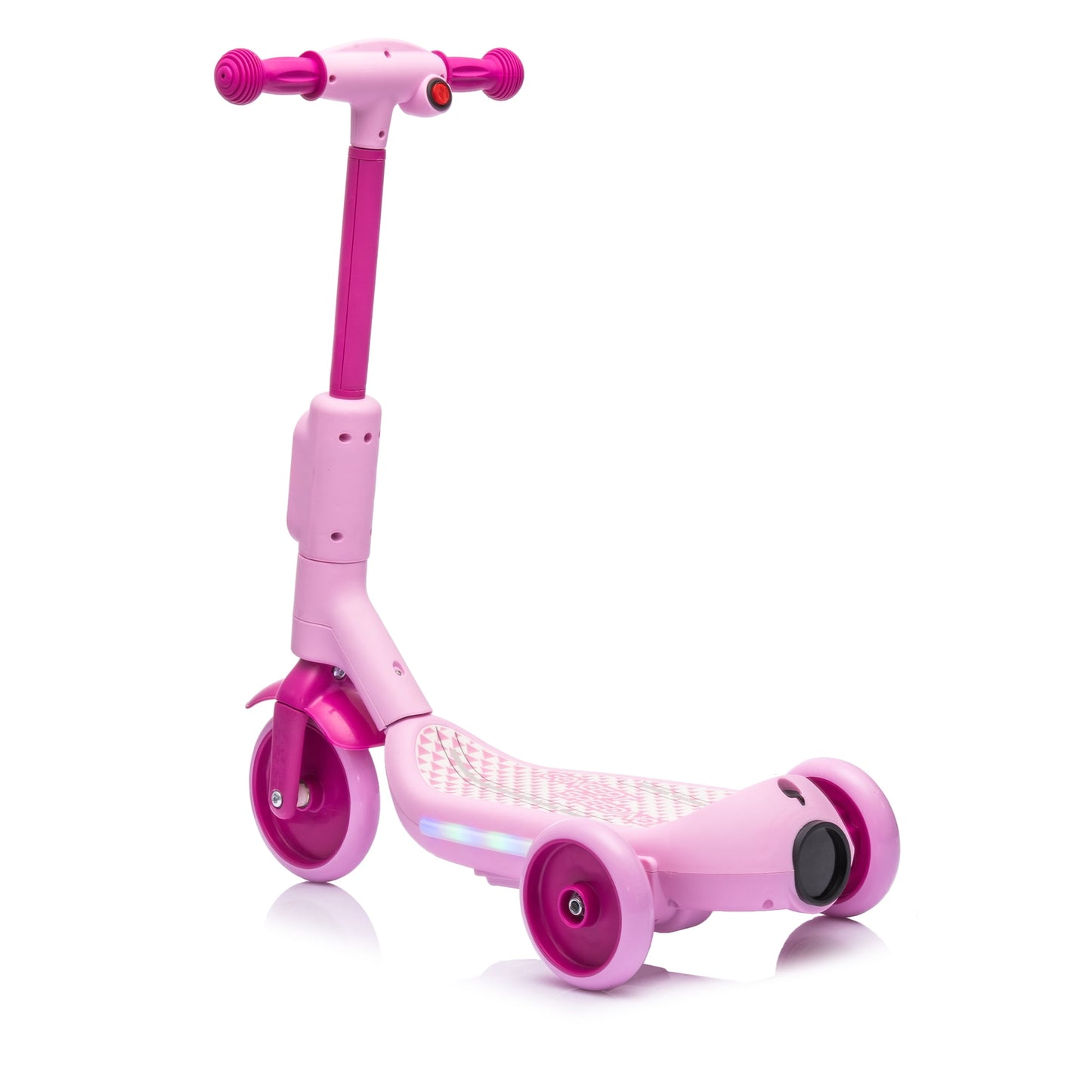 Track Seven Electric Scooter for Kids, 3 Wheels Kids Kick Scooter with Spray, LED Lights, PU Wheels, Wide Pedal, Music, Independent Light Switch, 6V Scooter for Boys Girls Toddlers Ages 3-6, Pink