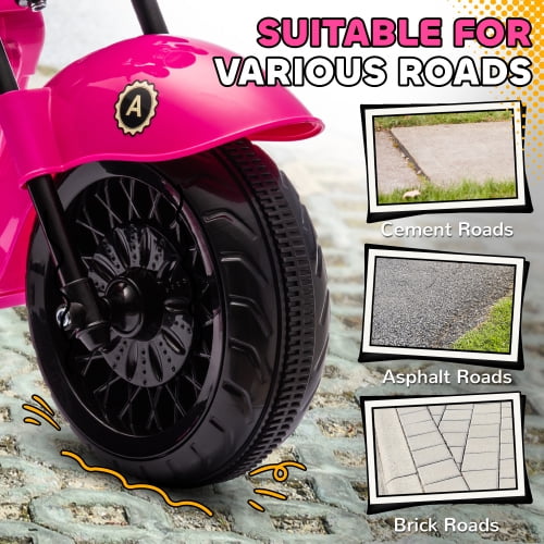 Track Seven Electric Motorcycle for Kids 2-6 Years with 3 Wheels, 70lbs Ride on Motorcycle with Headlights, Music, Forward & Reverse,6V Ride on Toy, Gift for Boys and Girls, Pink