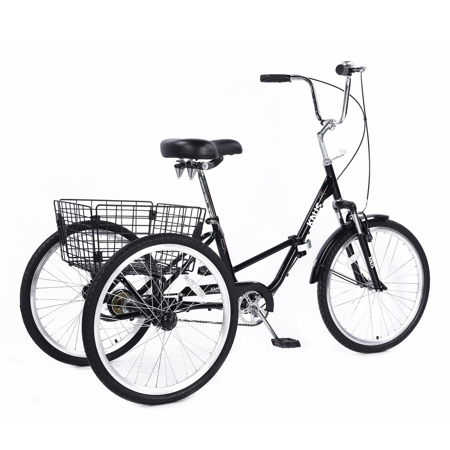 LISUEYNE Adult Folding Tricycles,Three Wheel Cruiser Bike,24 inch Wheels Adult Trikes with Low Step-Through,Large Basket,Foldable Tricycle for Adults,Women,Men,Adjustable Seat,Black