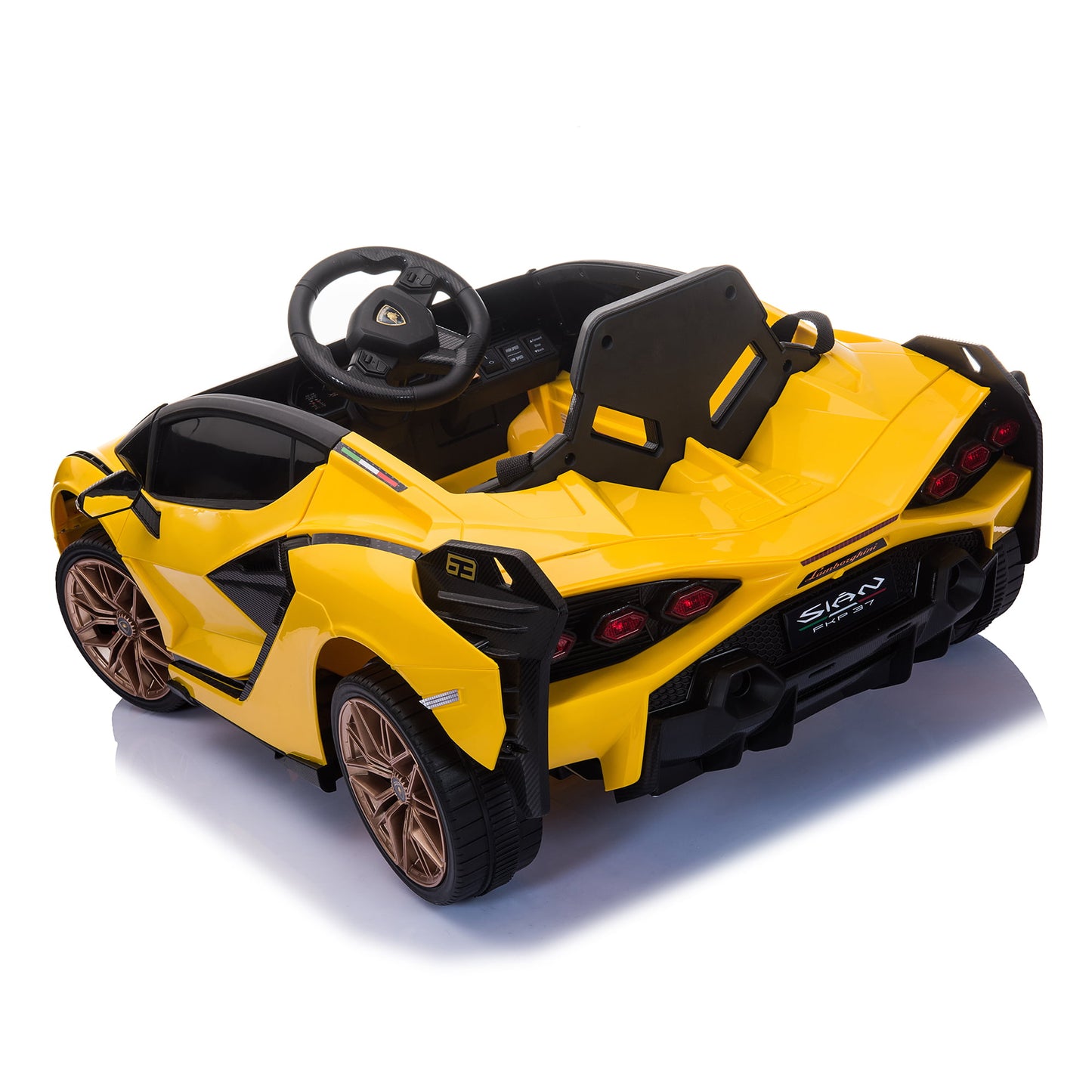 LISUEYNE Kids Ride on Car, 12V Lamborghini Sian Electric Car for Boys Girls, Remote Control, Yellow