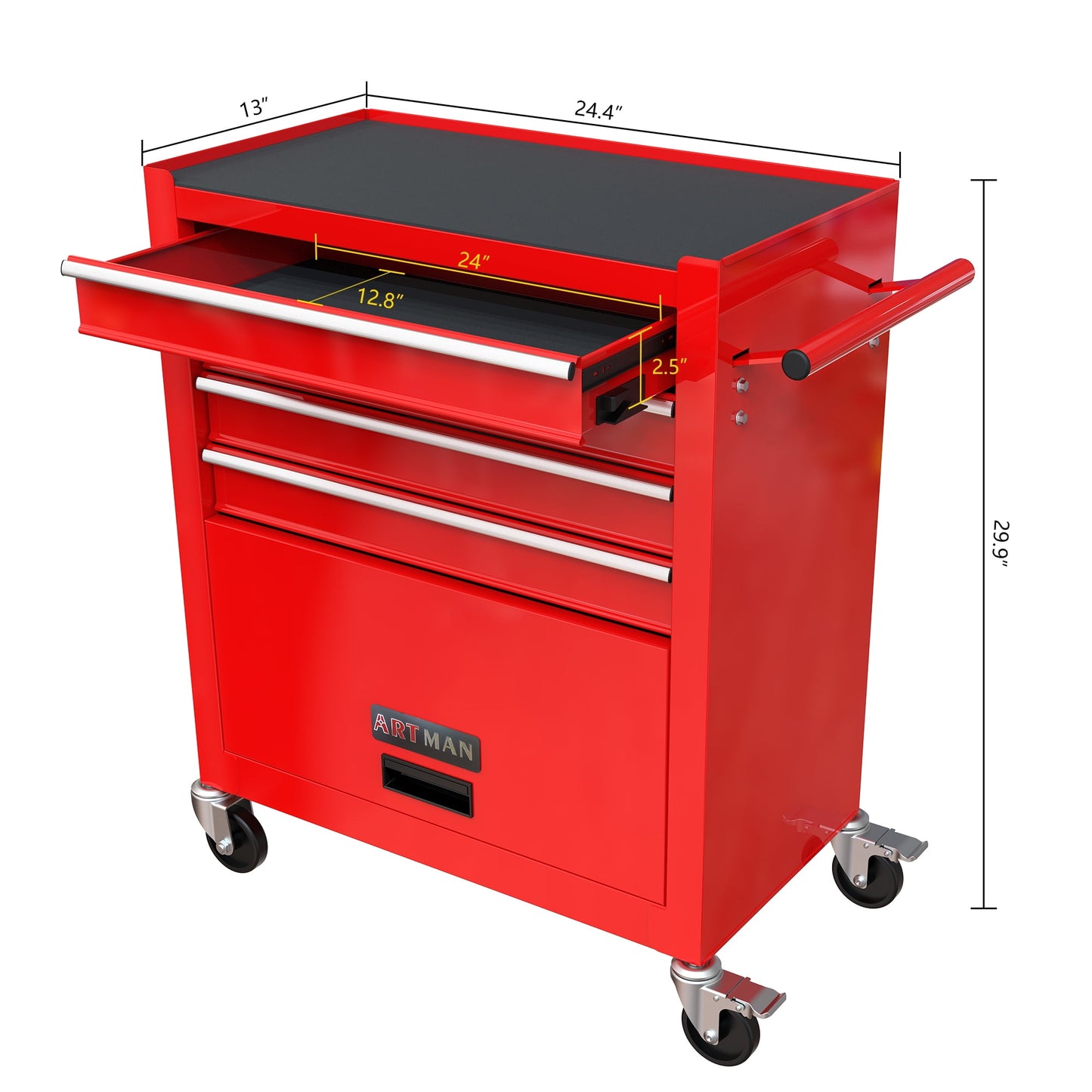 COOKCOK Tool Chest with 238 Piece Tool Set, 4-Drawer Tool Cabinet - Rolling Tool Cart On Wheels for Mechanics Heavy-Duty Metal Tool Box Storage Cabinets for Garage, Red