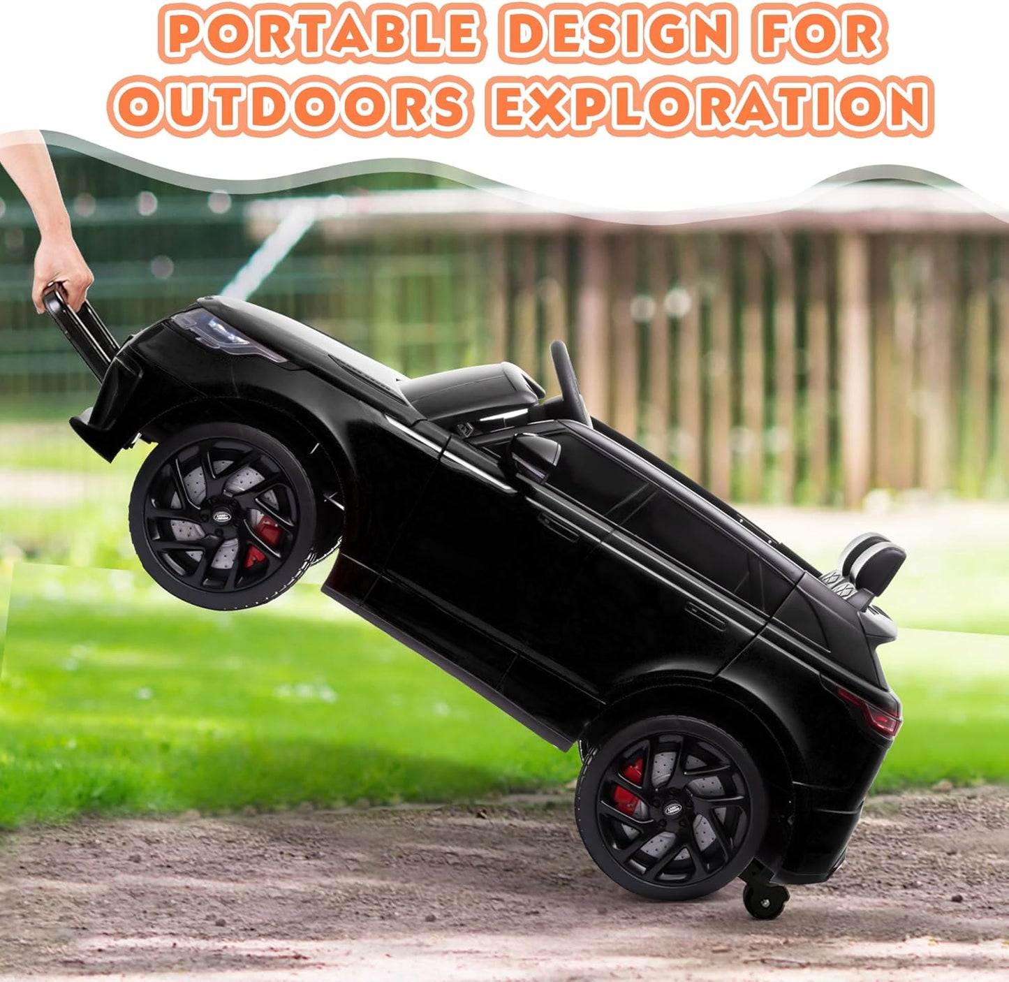 Track 7 Licensed Range Rover Kids Ride-On Car, 12V Electric Vehicle , Remote Control, LED Lights, Double Doors, Soft Start, Electric Car, BLACK