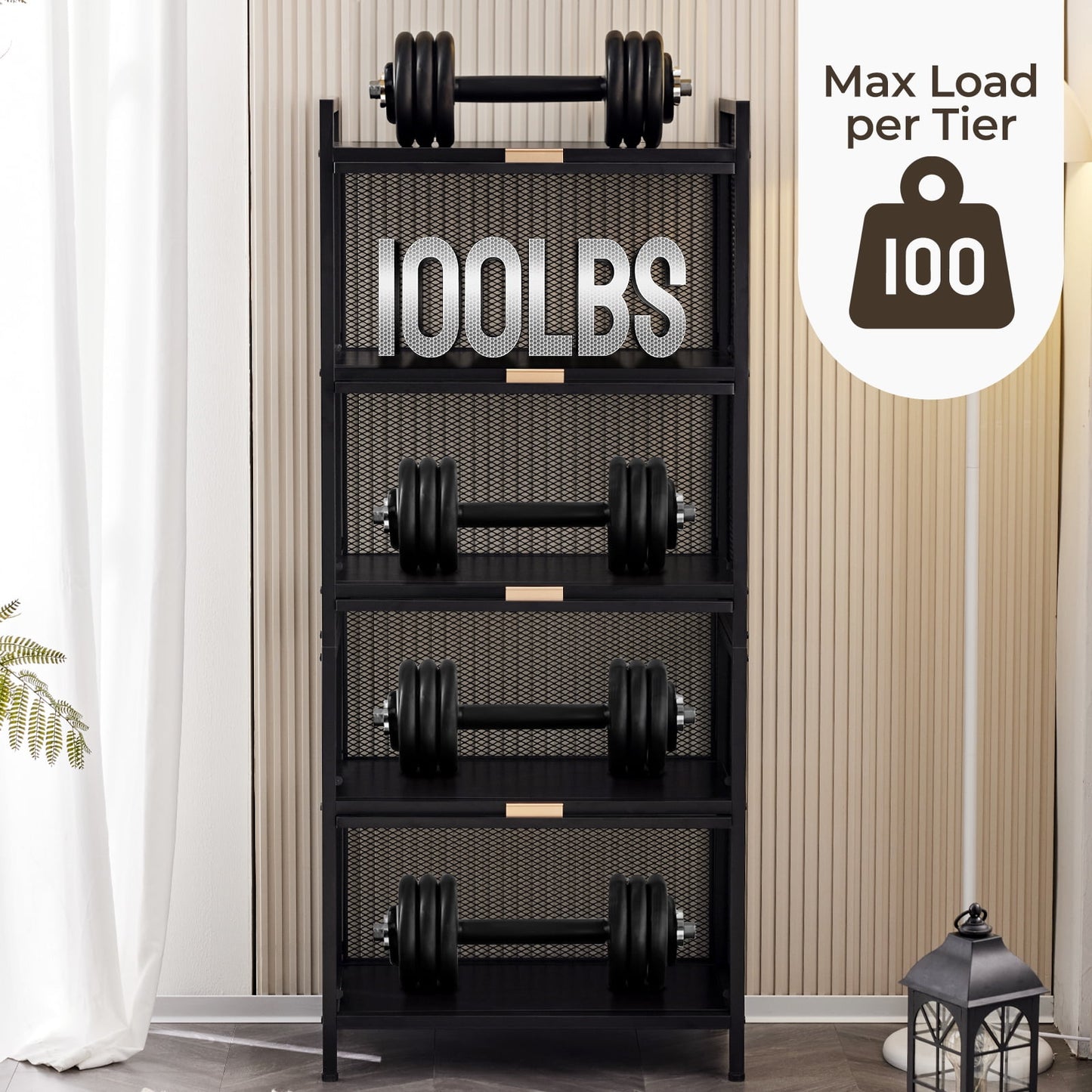 COOKCOK 5-Tier Storage Shelf, Kitchen Storage Cabinet with Flip-up PC Doors, Mobile Microwave Stand, Freestanding Kitchen Bakers Rack with 4 Rolling Casters, 23.62"x12.59"x55.51", Black