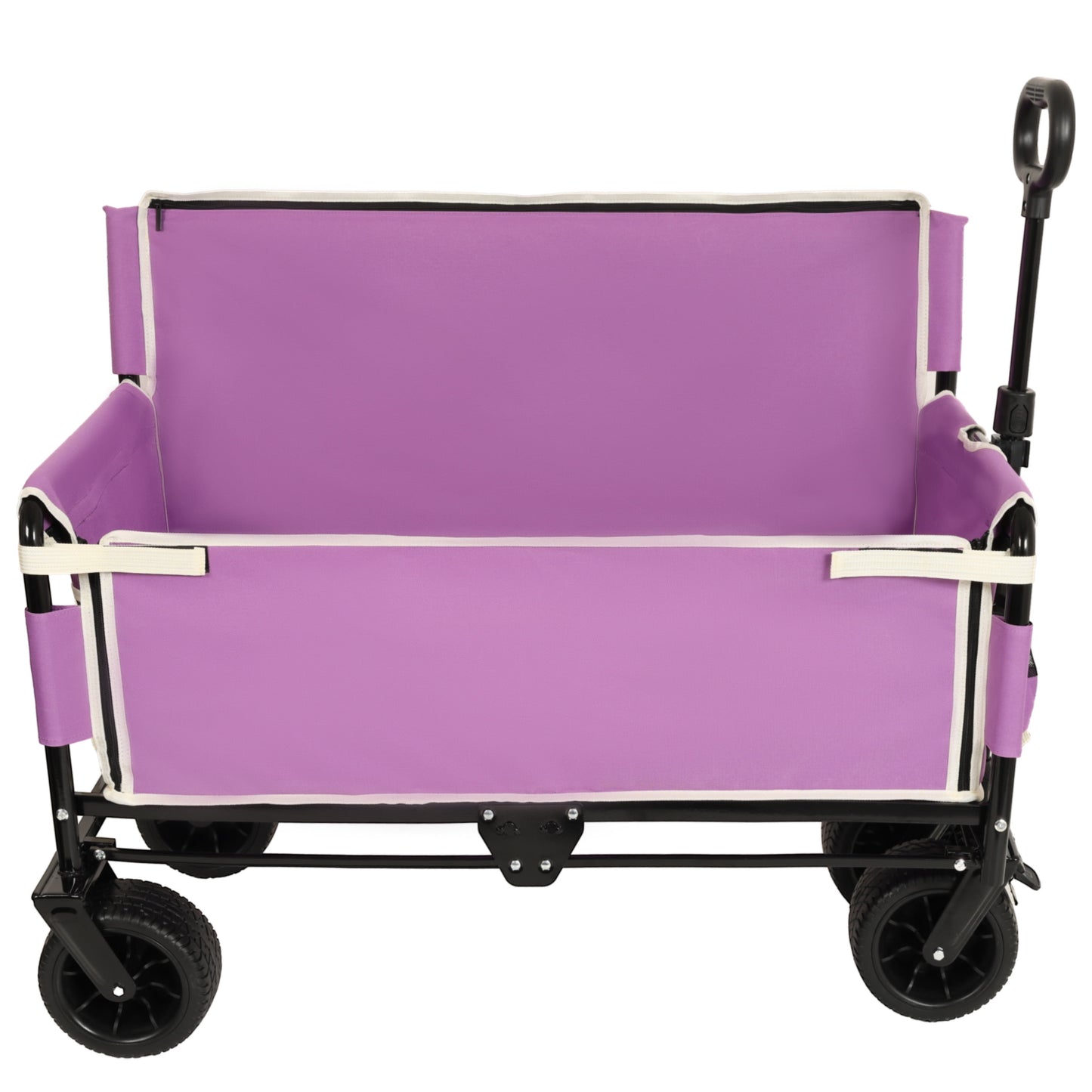 COOKCOK 3-in-1 Convertible Folding Wagon Cart with Bench Seat, 500lbs Heavy Duty Utility Wagon with Adjustable Handle, 180L Capacity All-Terrain Wheels for Camping, Beach, Garden, Dark Blue