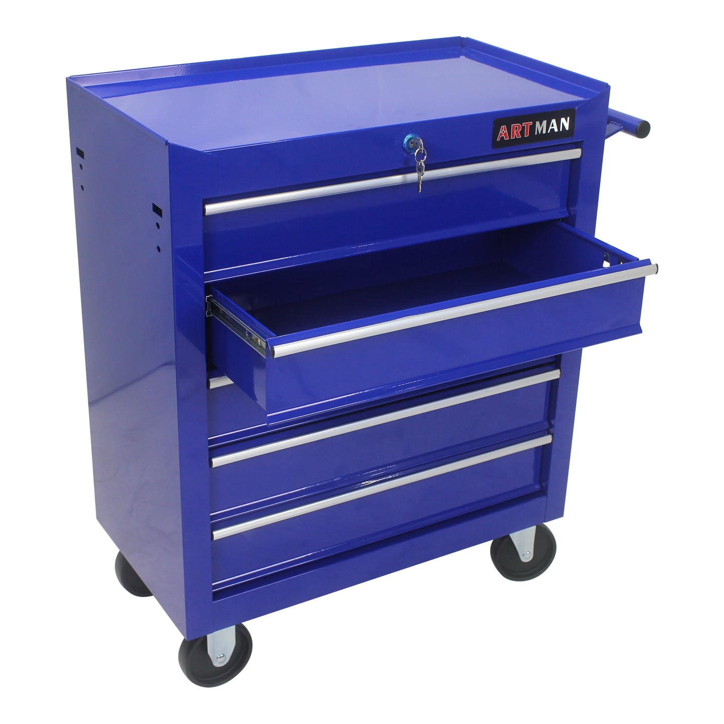 COOKCOK 5 Drawers Multifunctional Tool Cart, With Wheels,lockable, Steel, 24.25"L x12.99"W x 29.33"H, Blue