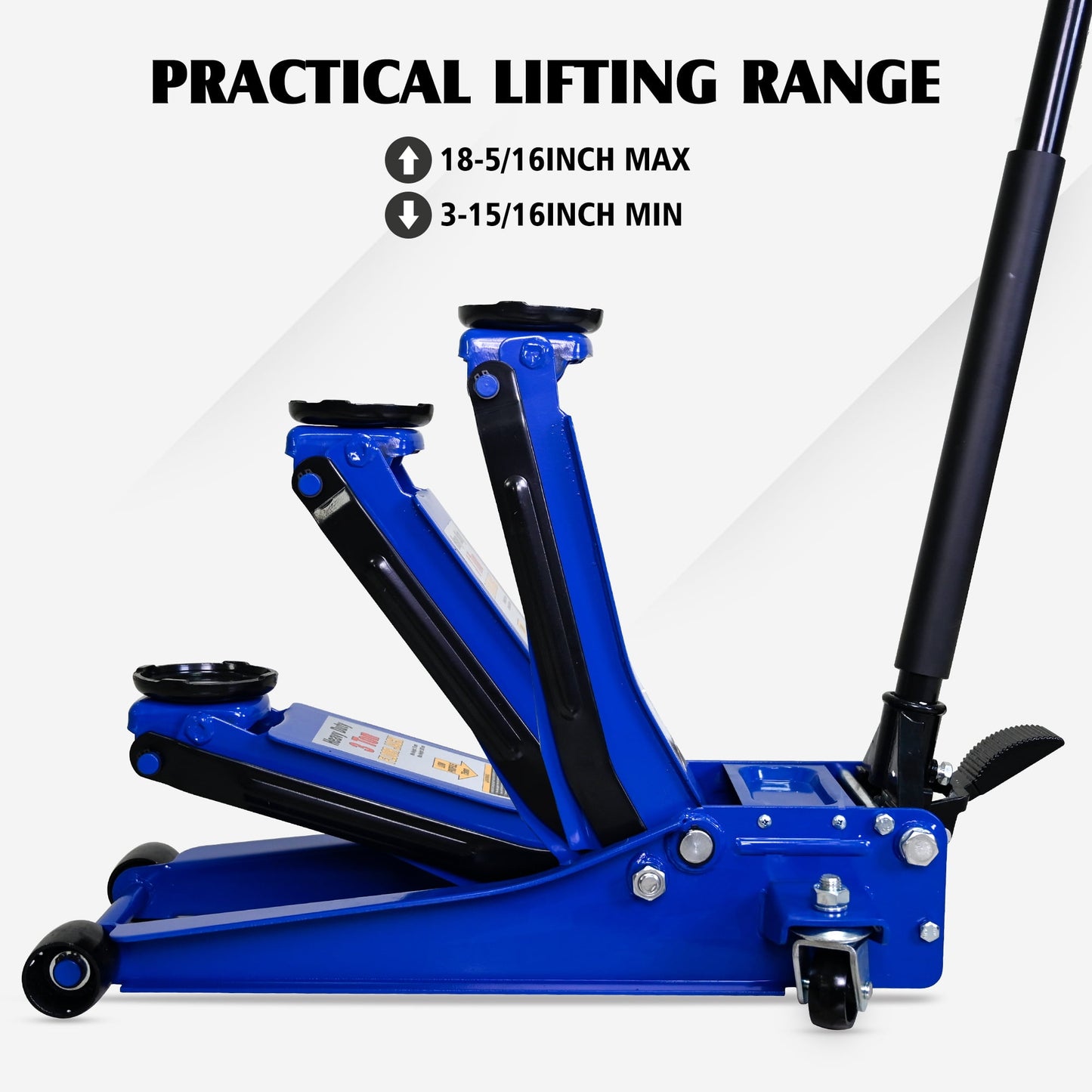 COOKCOK 6600 lbs Heavy Duty Horizontal Double Pump Floor Jack Foot Model, Steel, Blue