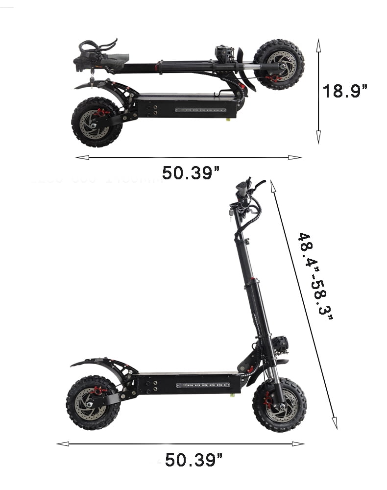 LISUEYNE Electric Scooter, Max Speed 50MPH, 50 Mile Long Range, 60V 5600W Dual Drive, 11" Tires off Road Adult Electric Scooter, LCD Display, Folding Kick Scooter