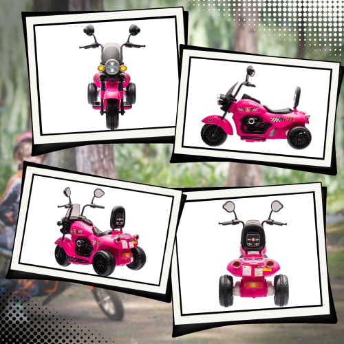 Track Seven Electric Motorcycle for Kids 2-6 Years with 3 Wheels, 70lbs Ride on Motorcycle with Headlights, Music, Forward & Reverse,6V Ride on Toy, Gift for Boys and Girls, Pink