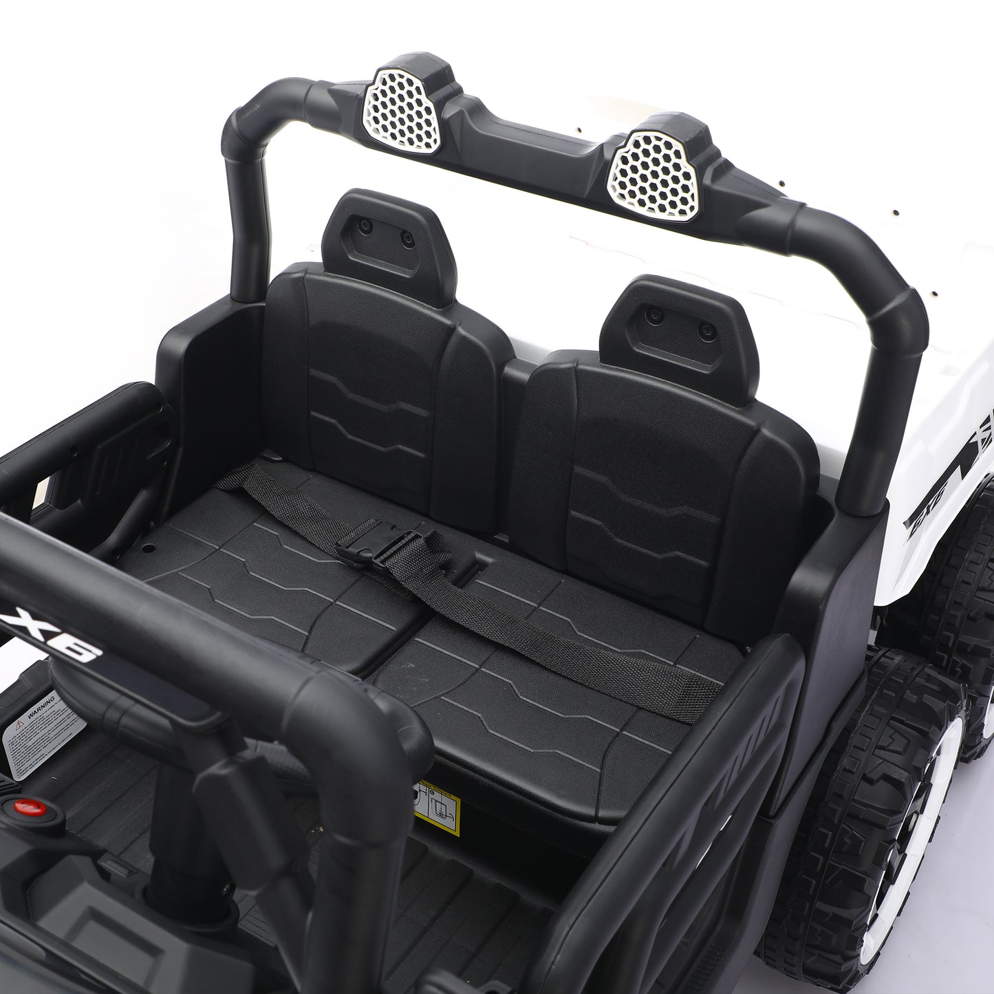 Track Seven 24V 2-Seater Ride on Dump Truck, 4WD 6-Wheel Kids Ride on Car w/Remote Control, Electric Dump Bed, Toy Shovel, Music, Max Speed 5 mph, 21" Large Seat, Ride on Toy for Kids Age 3+, White