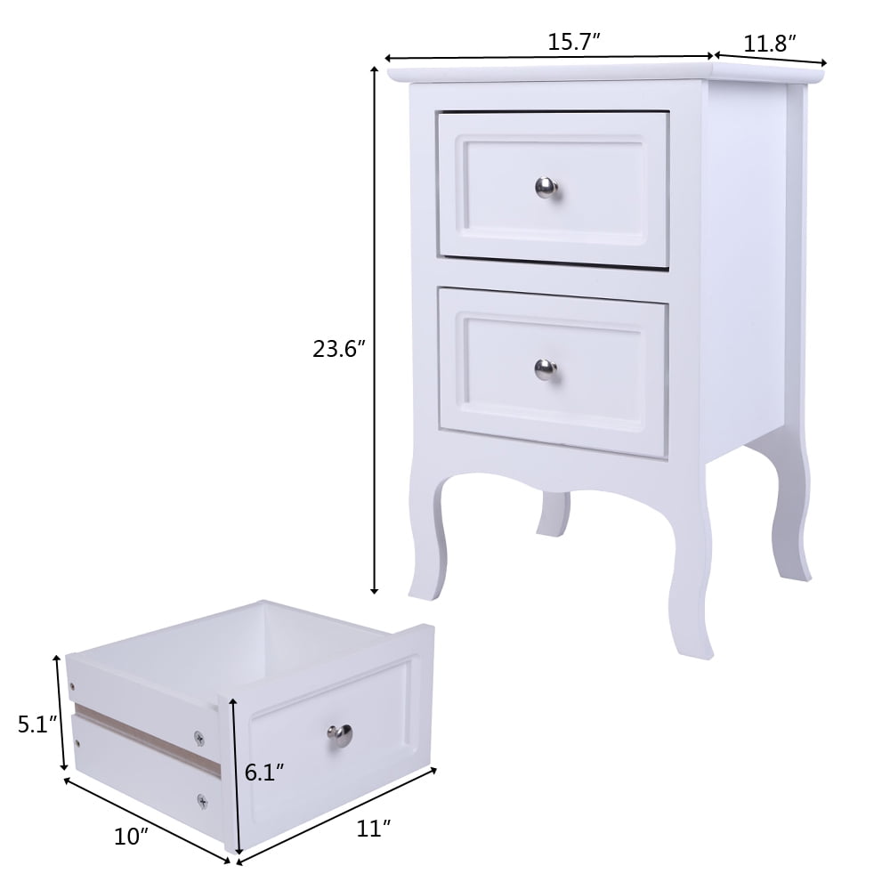 COOKCOK Nightstand with Drawer, Small Side Table with 2 Drawers, Bedside Furniture, Night Stand, End Table for Bedroom, Living Room