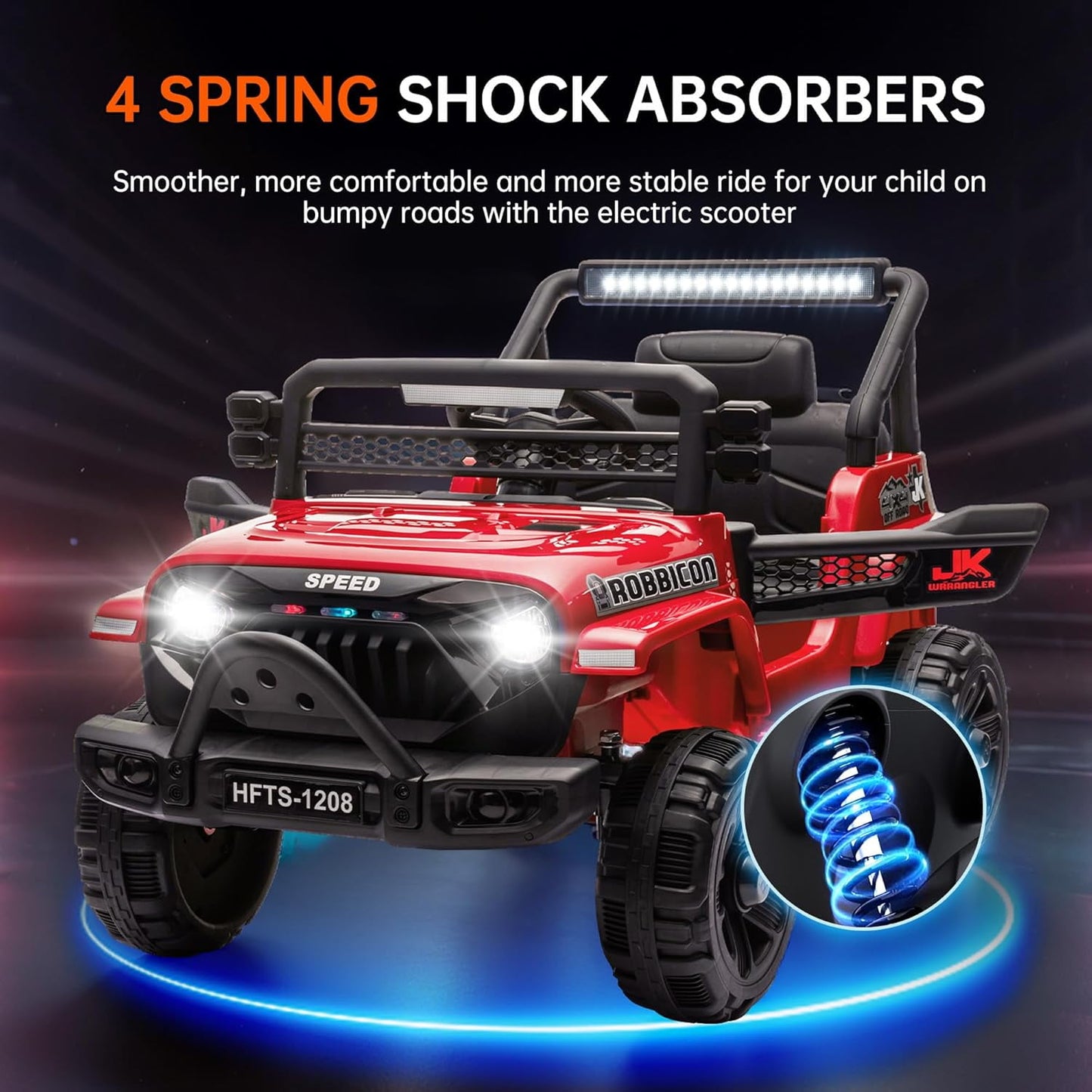 Track Seven 12V Ride on Truck for Kids, 12V Kids Electric Car w/Remote Control, USB, Bluetooth, Microphone Jack, Power Display, Lights, Battery Powered Ride on Car for Boys Girls, Red